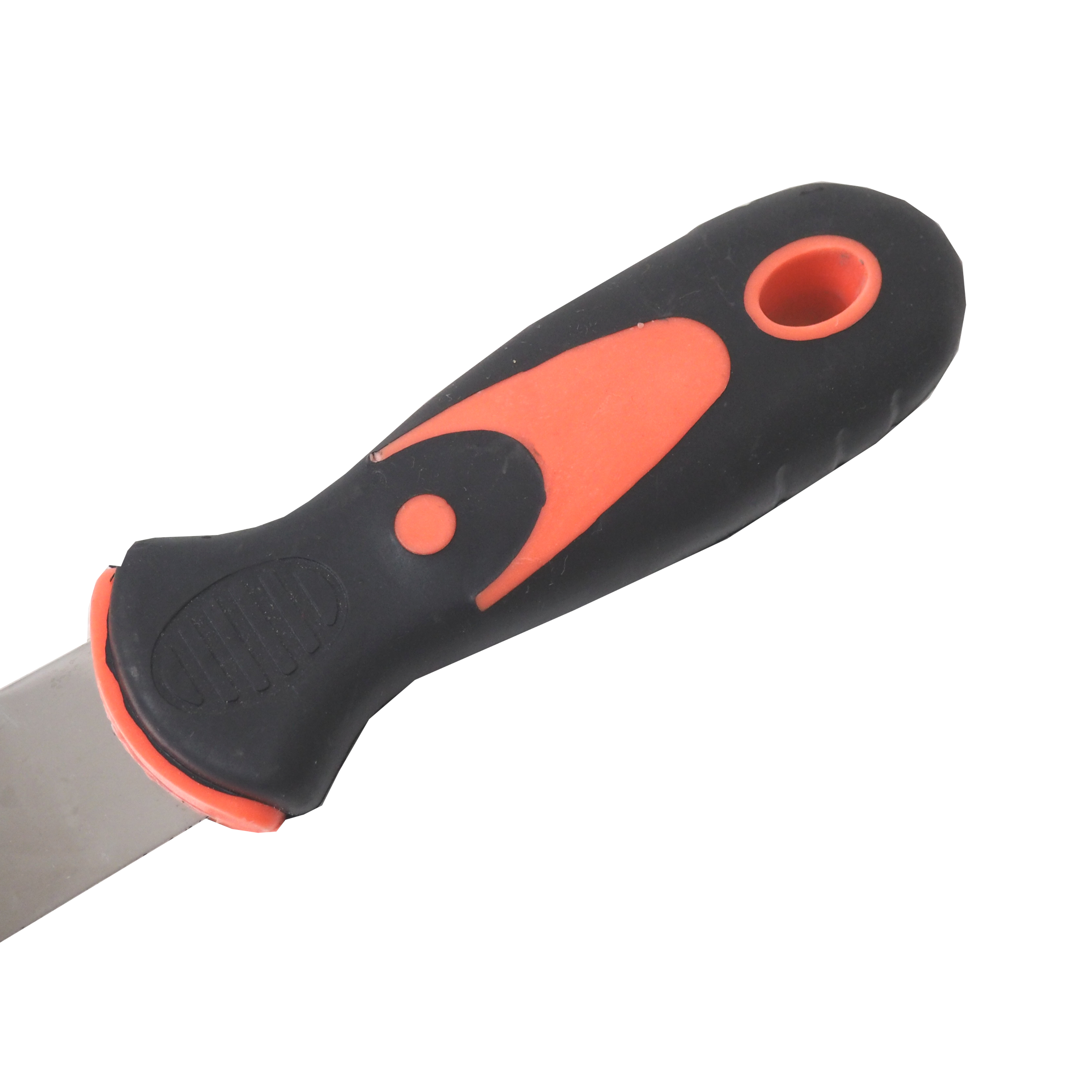 TOPTRADE špachtle nerezová 30 mm, ergonomická gumová rukojeť – profi