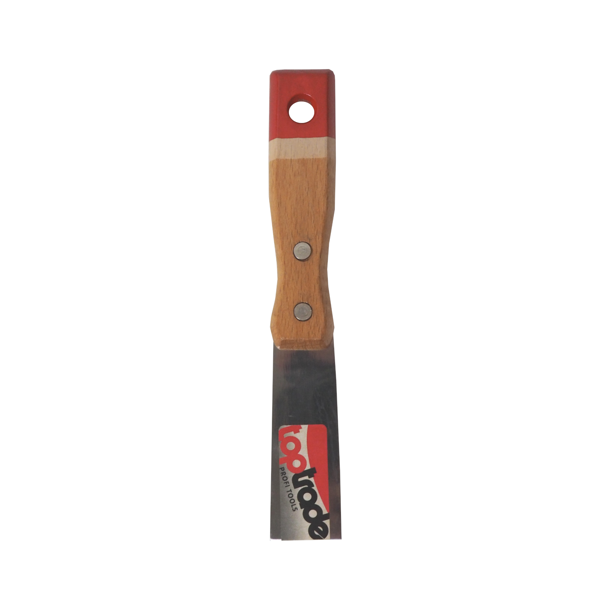 TOPTRADE špachtle nerezová 30 mm, dřevěná nýtovaná rukojeť, profi