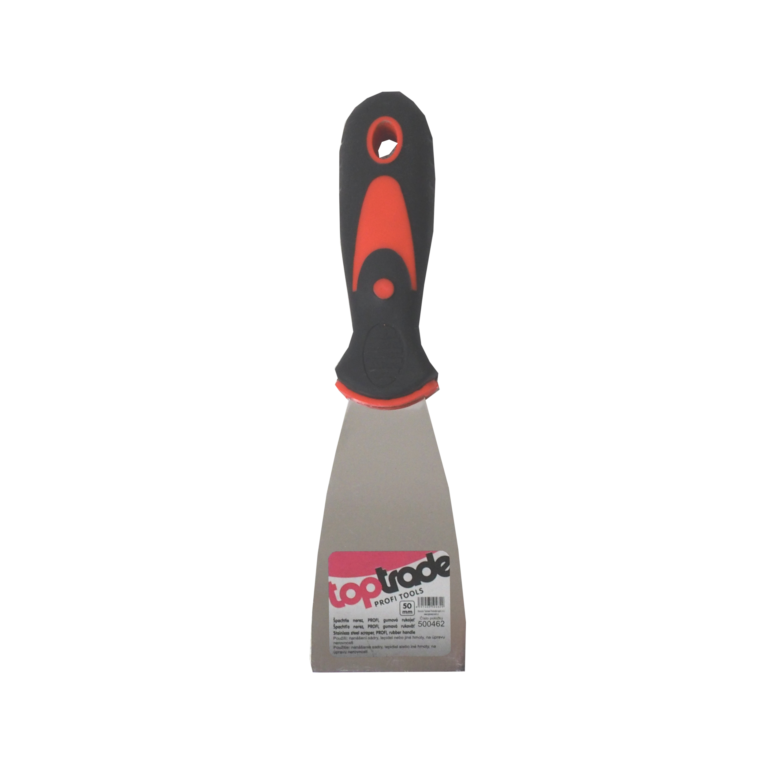 TOPTRADE špachtle nerezová s gumovou ergonomickou rukojetí 50 mm