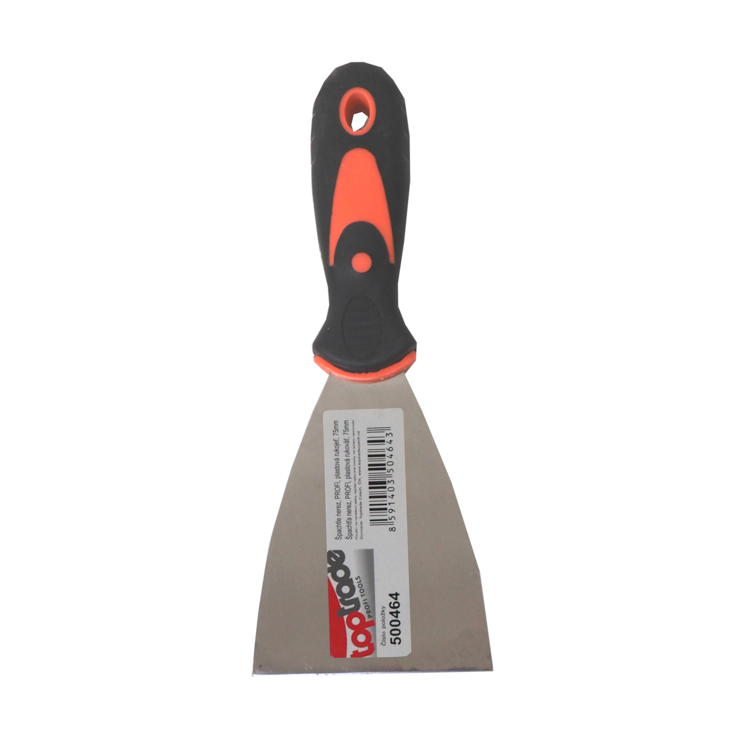 TOPTRADE nerezová špachtle 75 mm s ergonomickou gumovou rukojetí