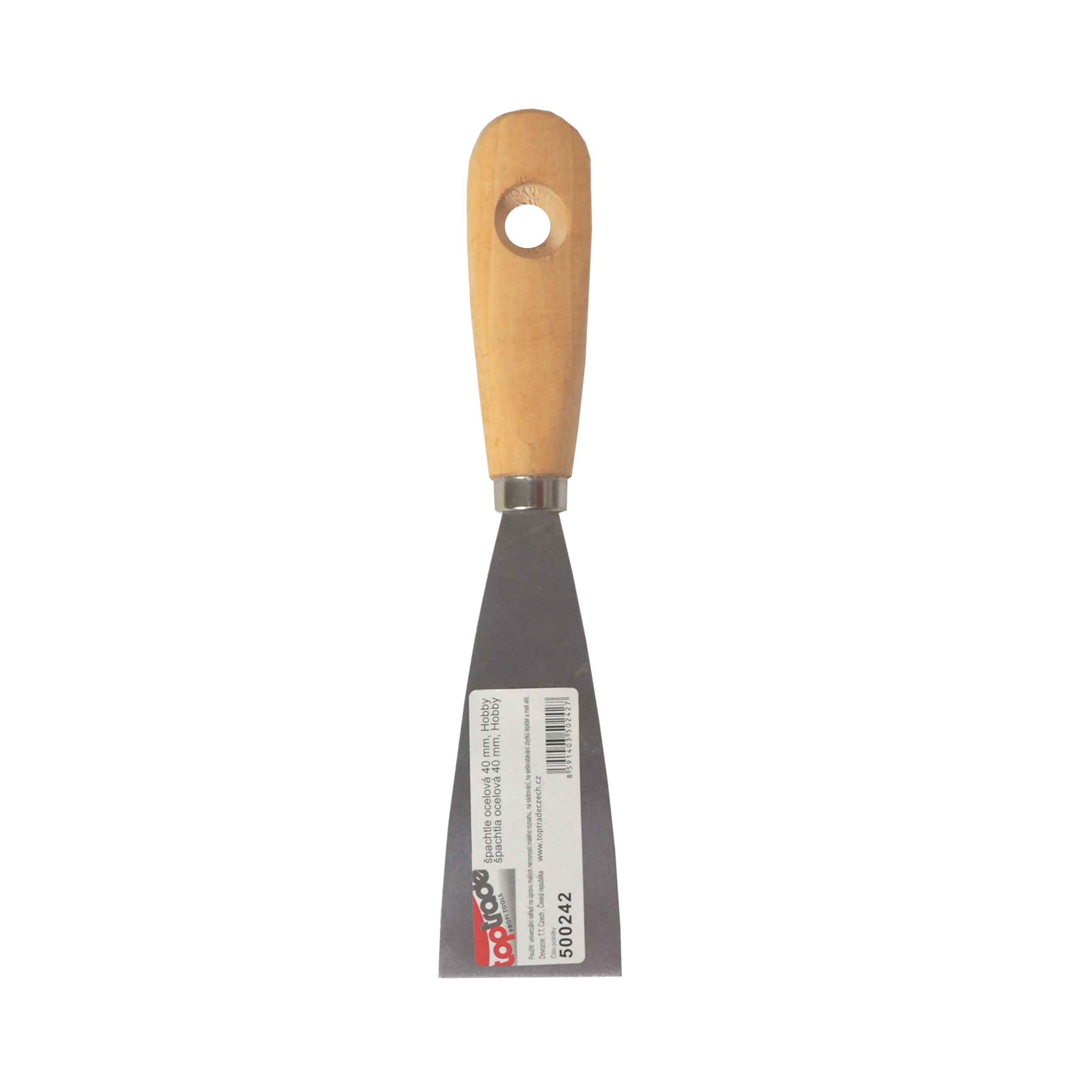 TOPTRADE špachtle ocelová 40 mm, dřevěná rukojeť (hobby)