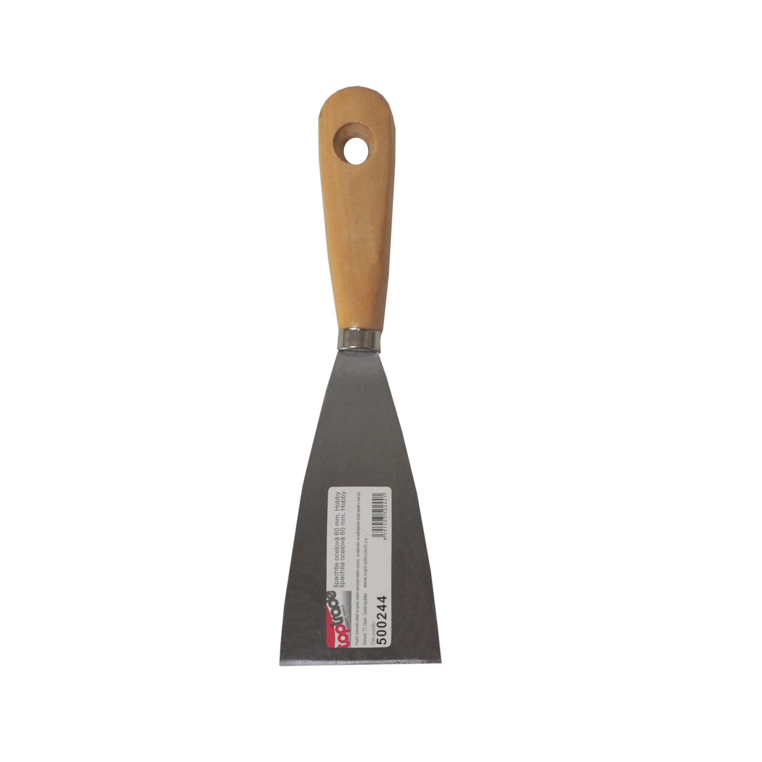 TOPTRADE špachtle ocelová 60 mm, dřevěná rukojeť (hobby)