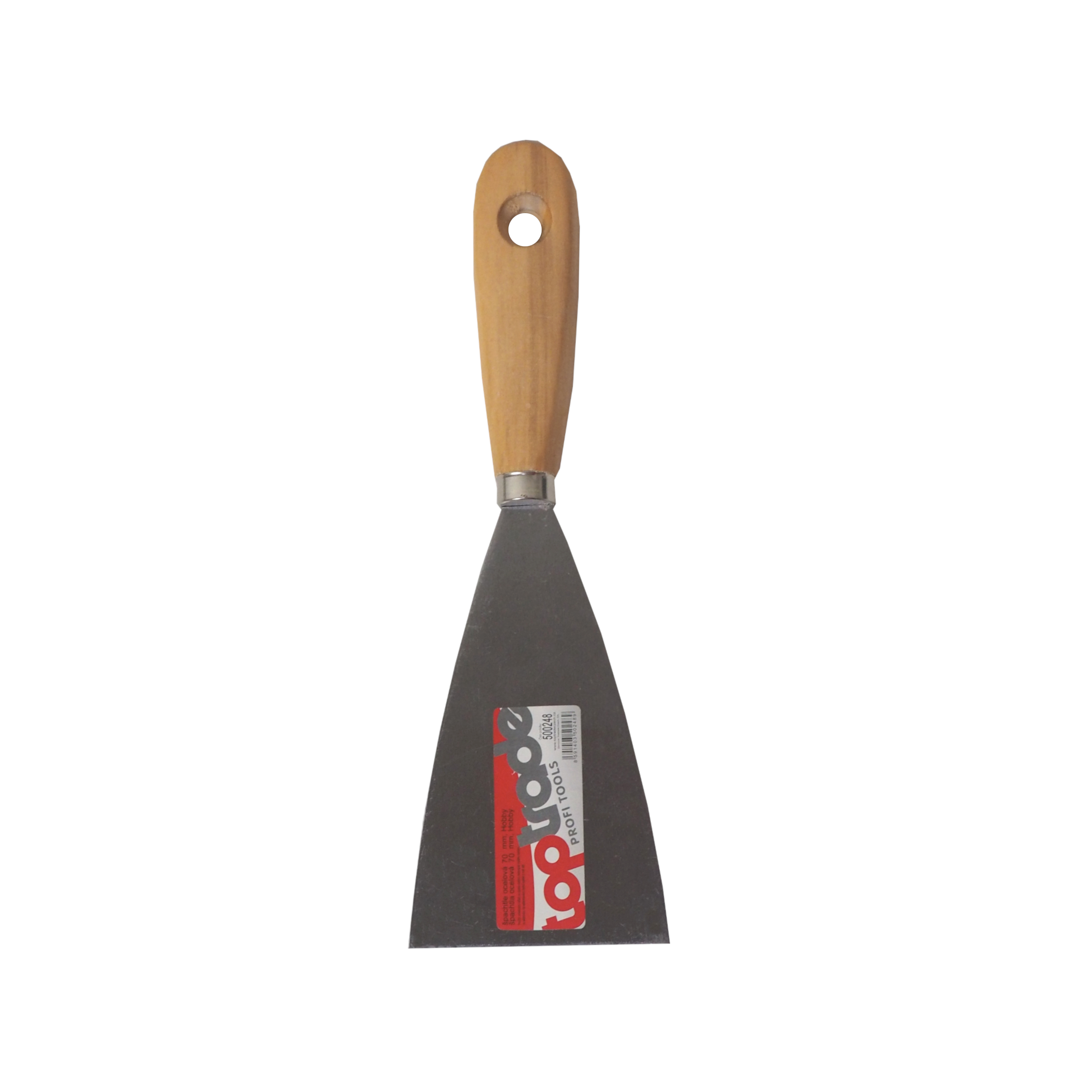 TOPTRADE špachtle ocelová 70 mm s dřevěnou rukojetí