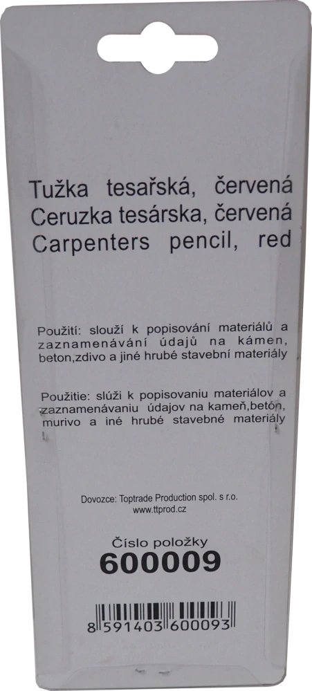TOPTRADE tesařská tužka, červená, 180 mm (sada 12 ks)