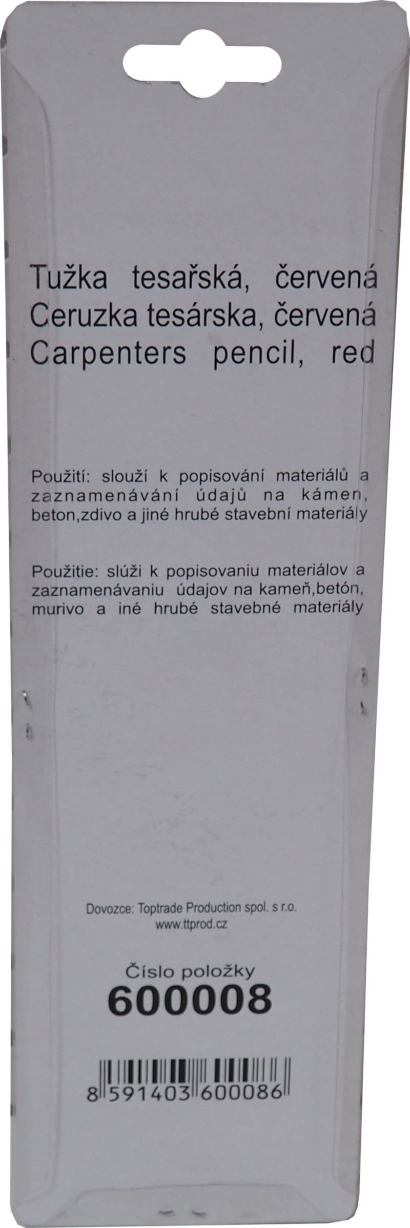 TOPTRADE tesařská tužka, červená, 250 mm, sada 12 ks