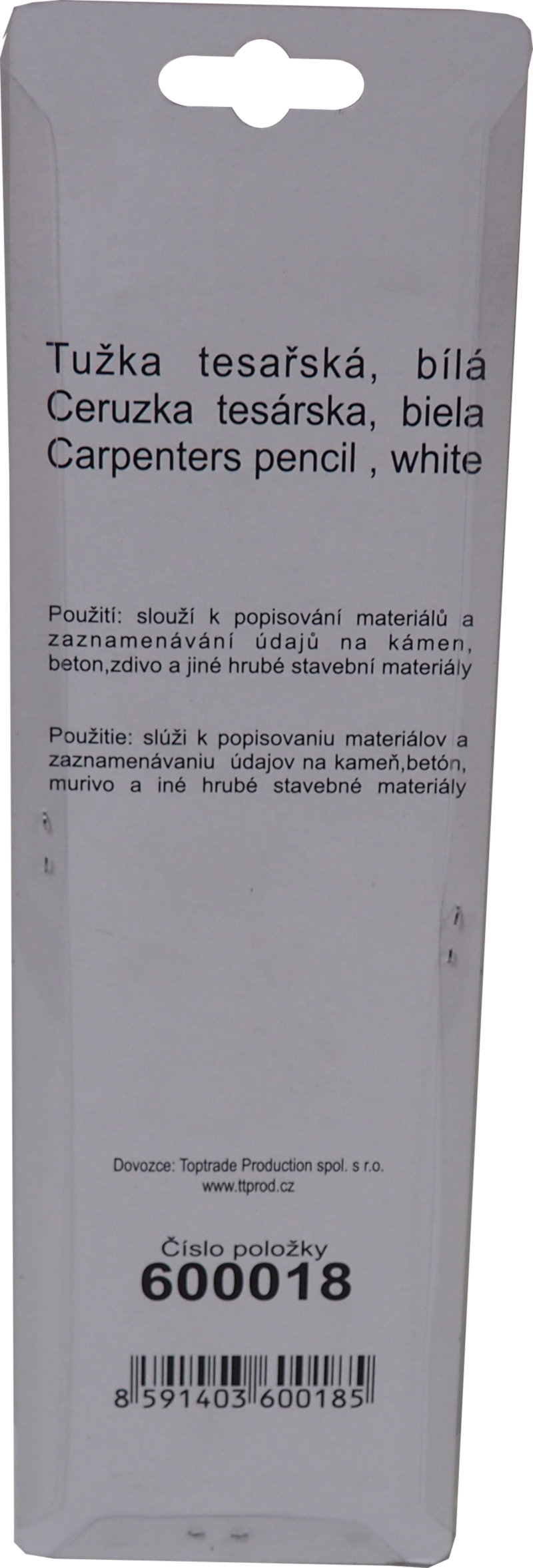 TOPTRADE tužka tesařská bílá, 250 mm – sada 12 ks