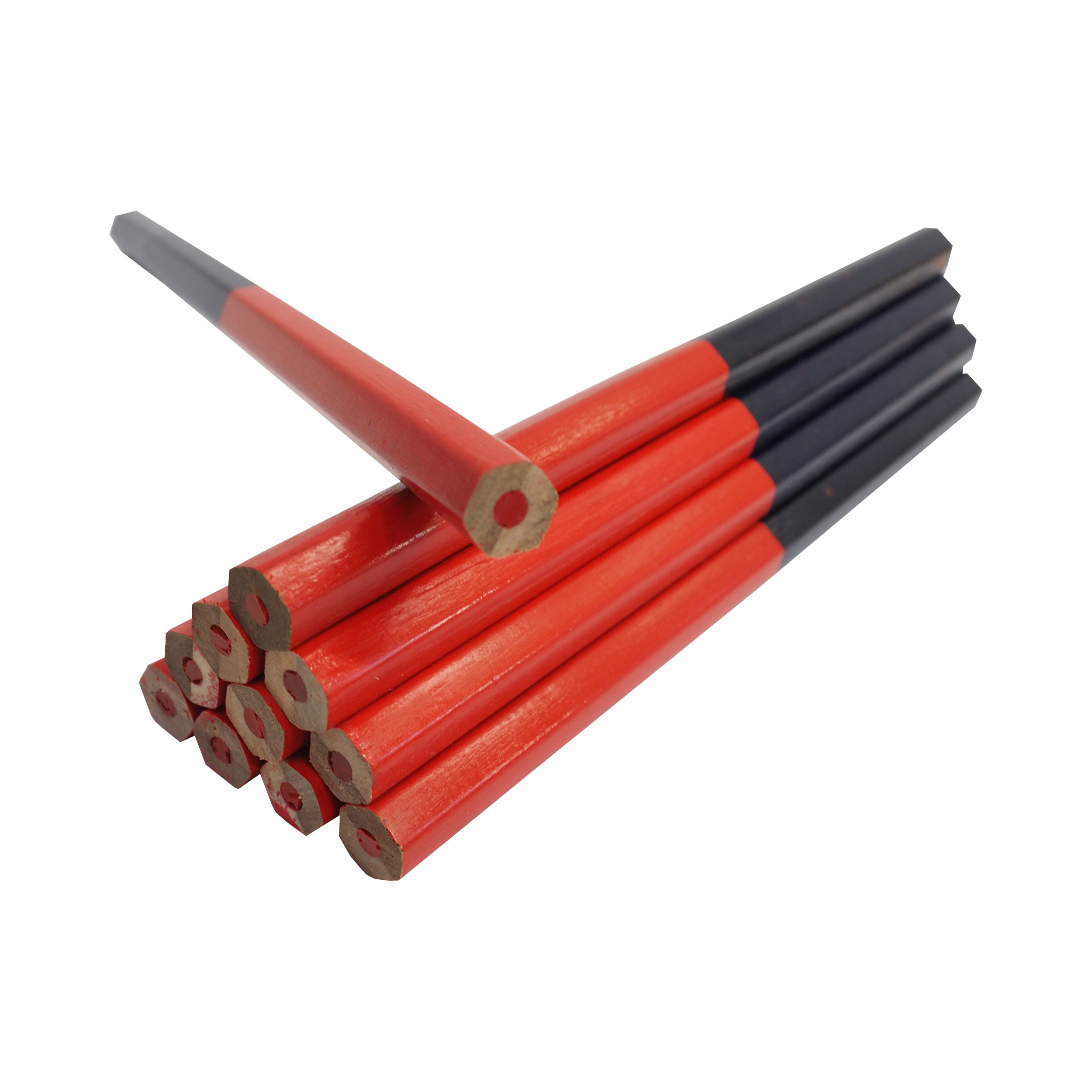 TOPTRADE tesařská tužka, šestihranná, červenomodrá, 180 mm – 12 ks
