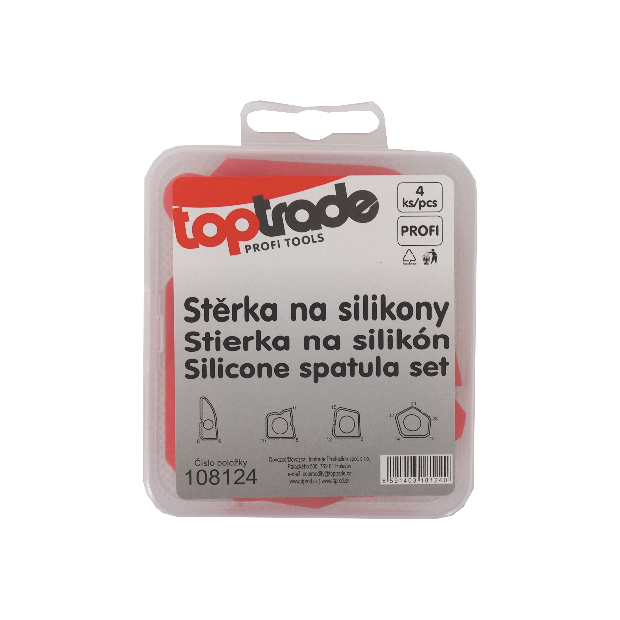 TOPTRADE stěrky na silikon – profi sada 4 ks