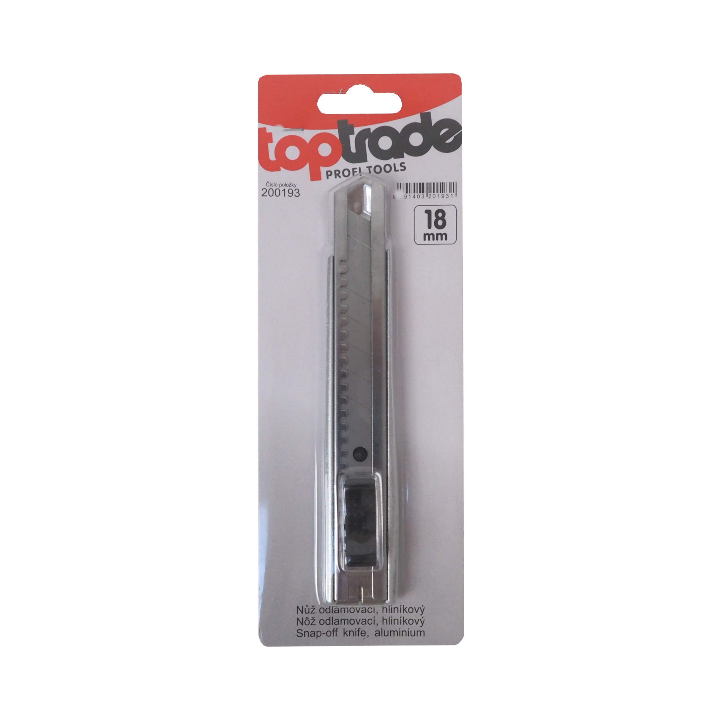 TOPTRADE odlamovací nůž 18 mm, hliníkový