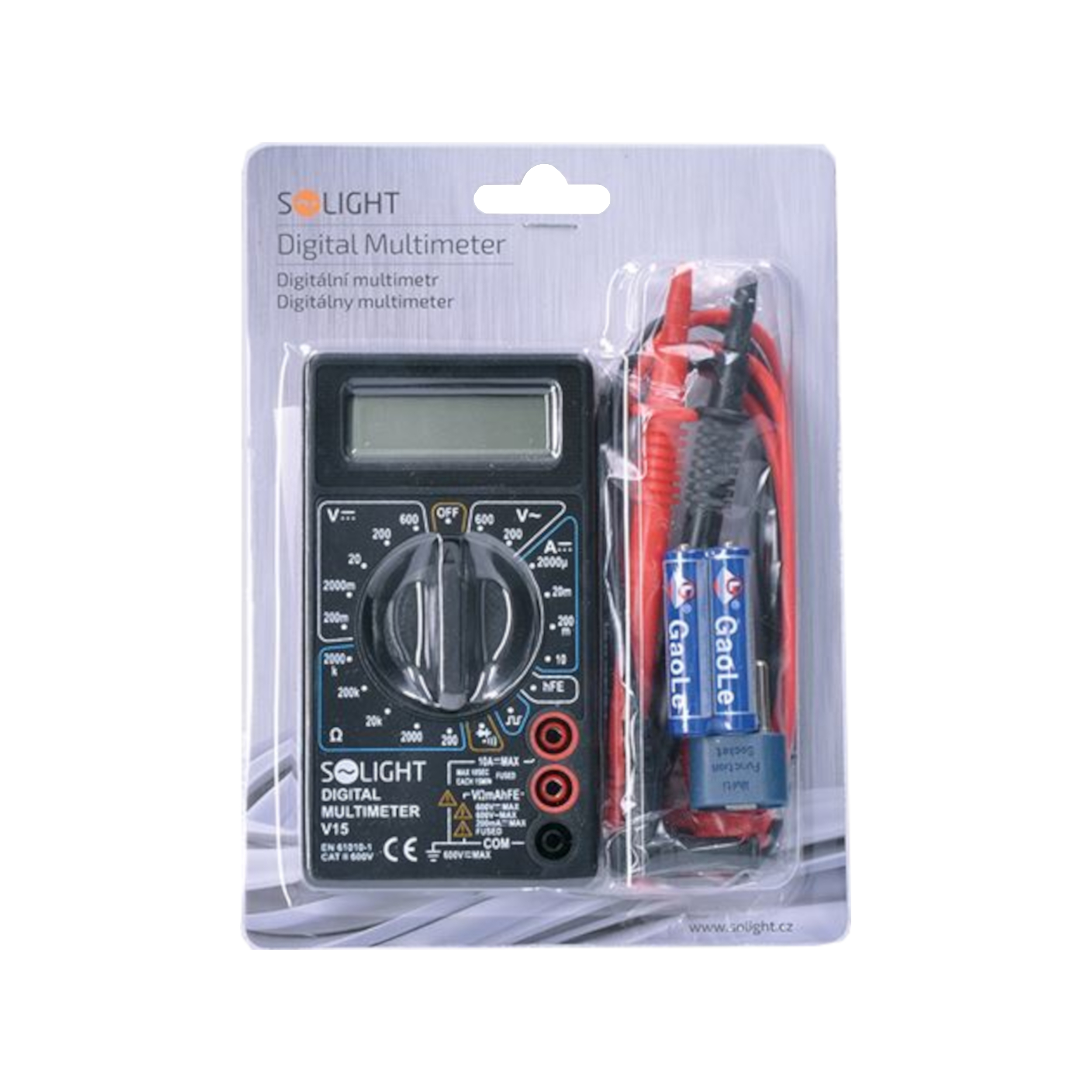 Digitální multimetr DC/AC 200 mV–600 V, 10 A – test diody, bzučák