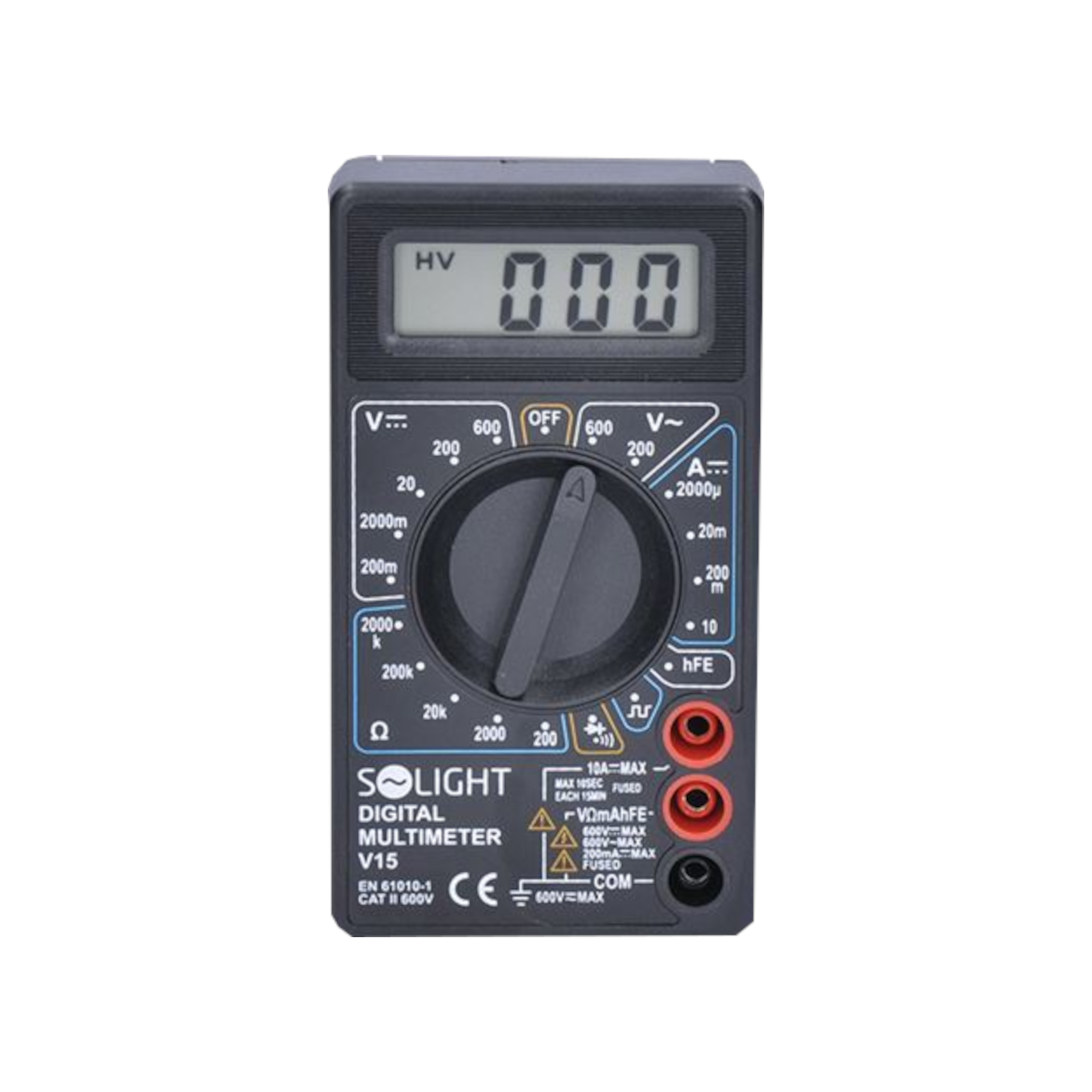 Digitální multimetr DC/AC 200 mV–600 V, 10 A – test diody, bzučák
