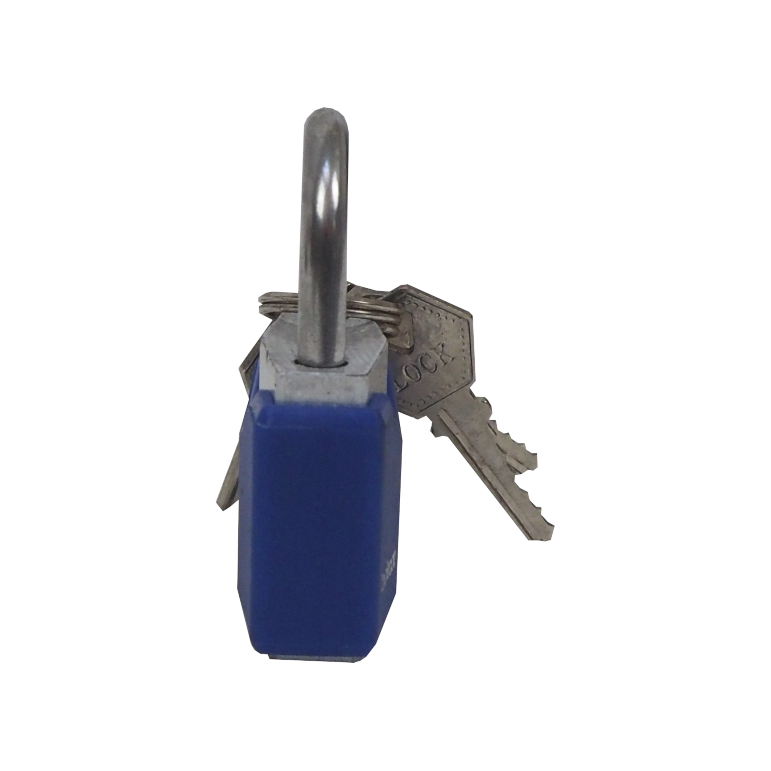 TOPTRADE visací zámek 40 mm – modrý, 5 klíčů