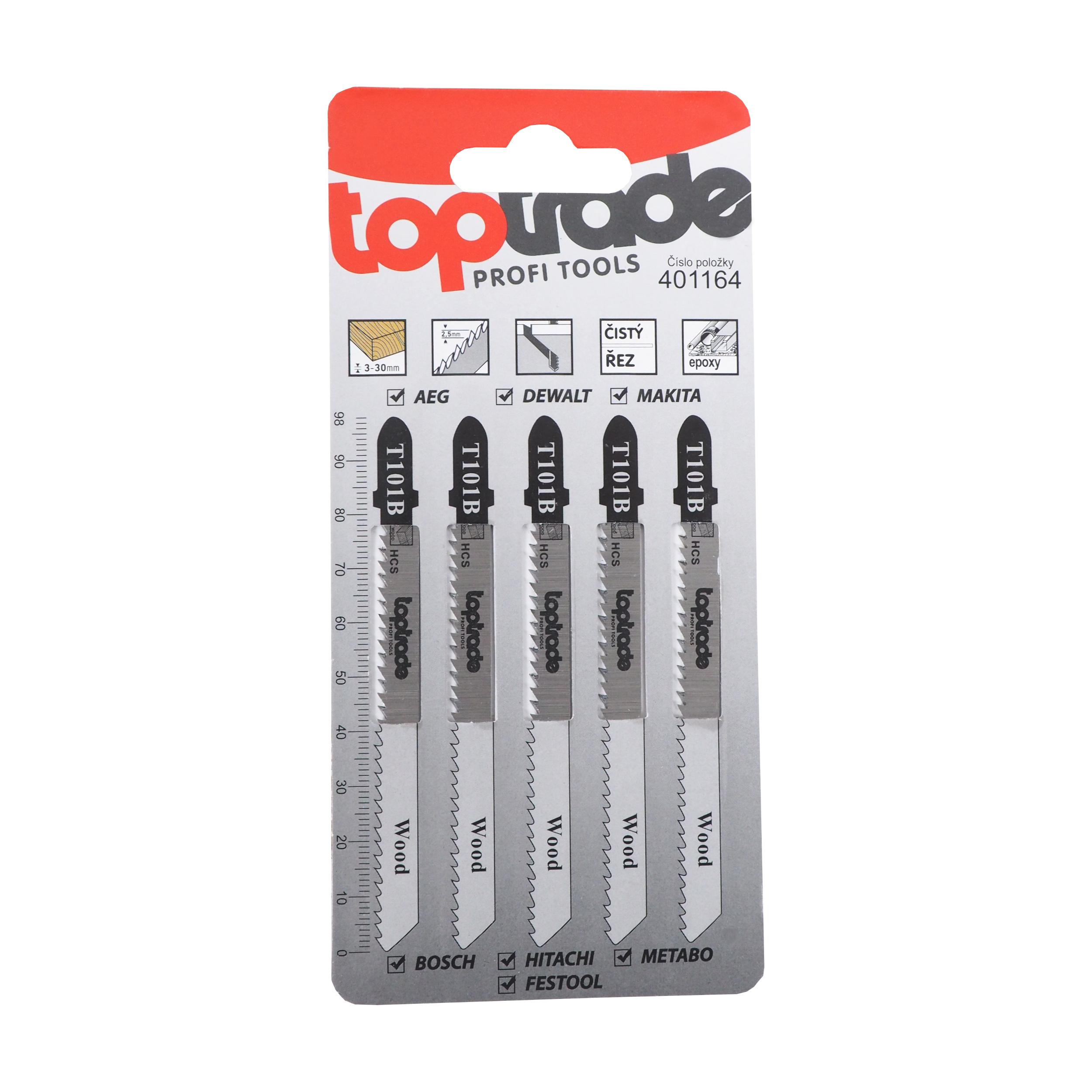 TOPTRADE pilové listy T101B 100 mm na dřevo, 5 ks