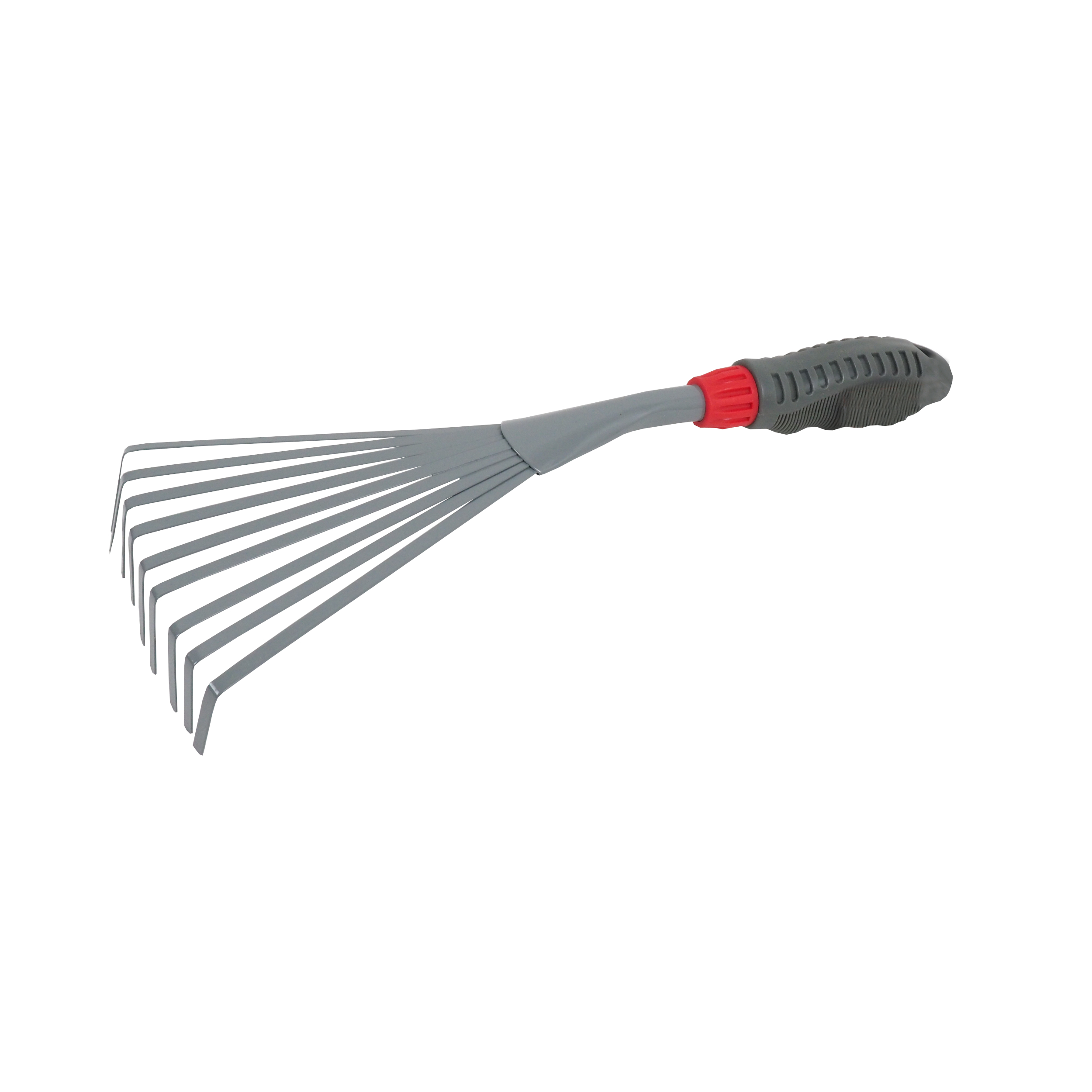 TOPTRADE ruční hrábě na listí – 9 zubů, 37 cm (Kovová hlava, PP rukojeť)