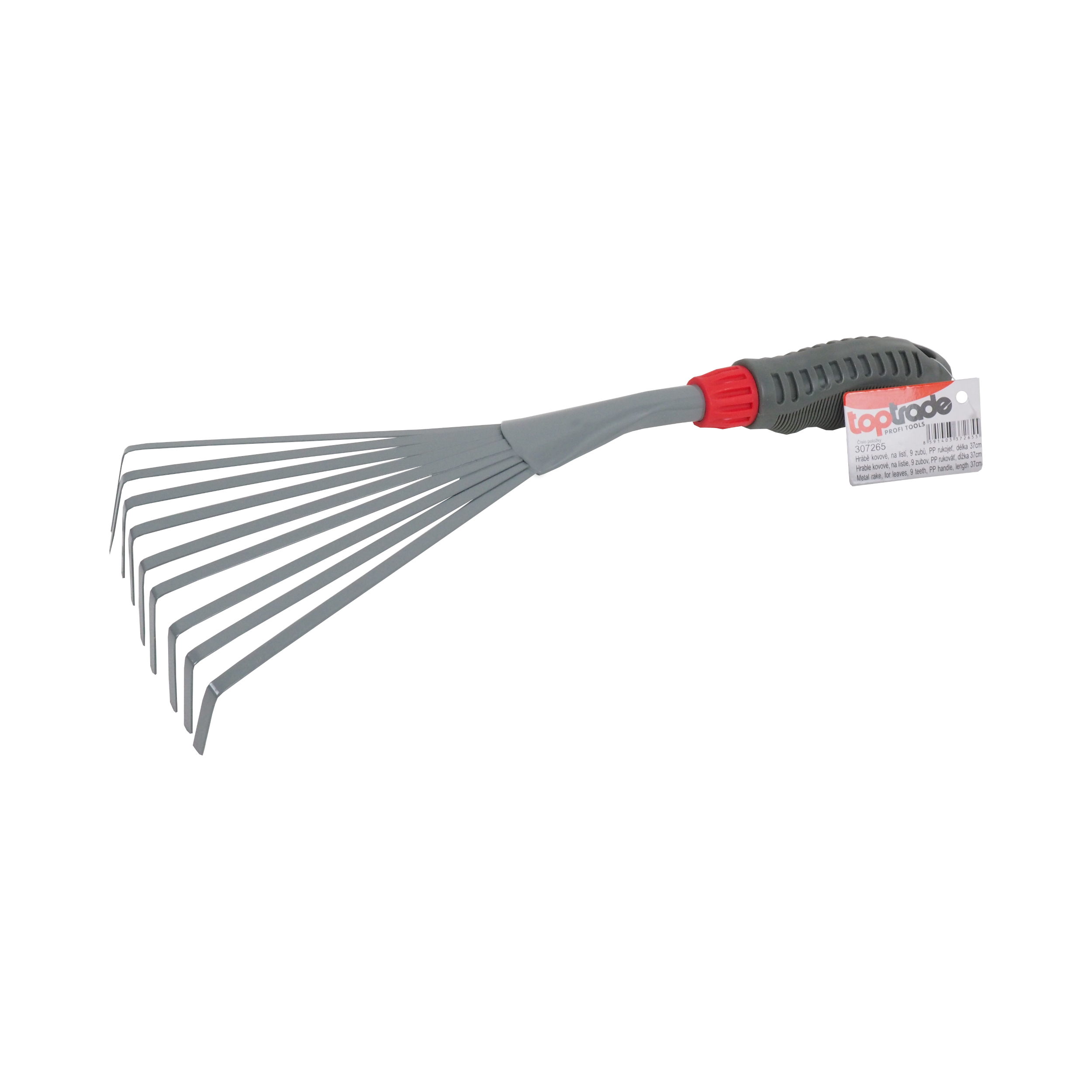 TOPTRADE ruční hrábě na listí – 9 zubů, 37 cm