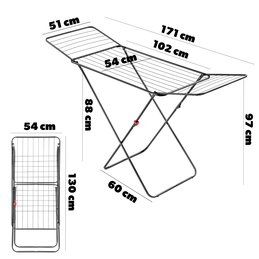 Rozkládací sušák na prádlo MAX Black Line, 18 m