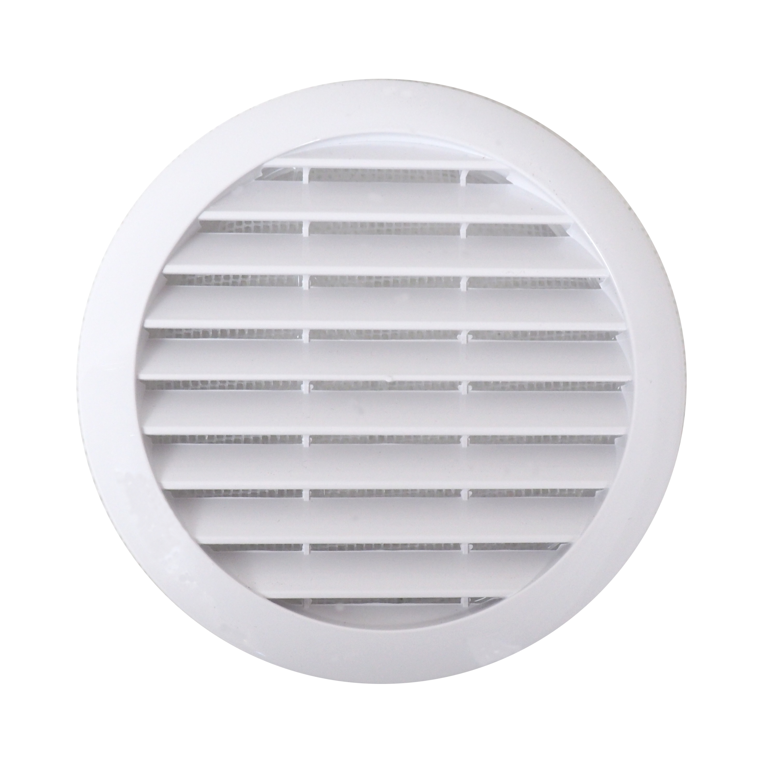TOPTRADE větrací mřížka kulatá s přírubou Ø118 mm, plast (čelo Ø145 mm)