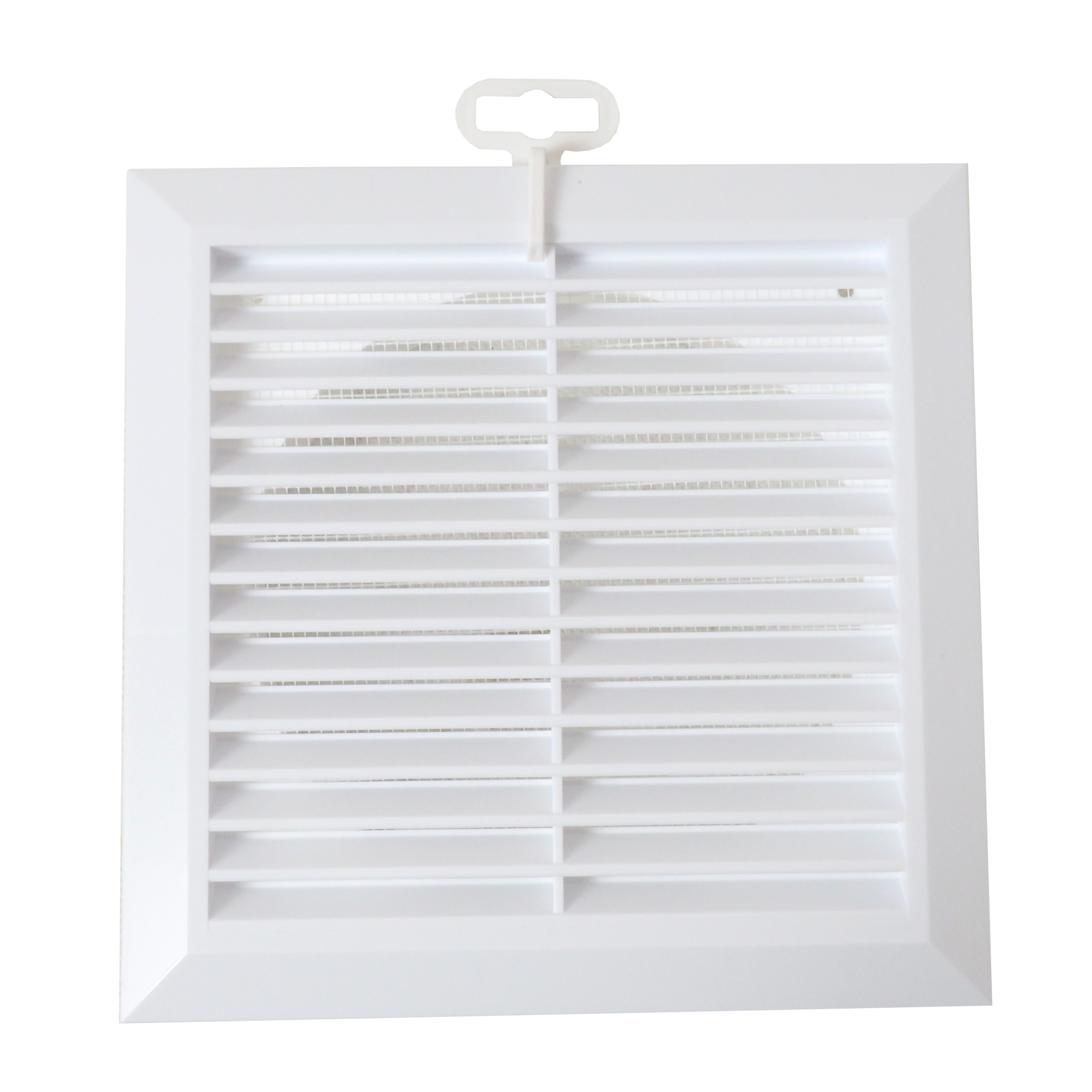 Levně REFLEX větrací mřížka 200×200/160×160 mm, Ø150 – bílá, plast, se síťkou (Vnější 200×200 mm; průchozí 160×160 mm; zadní vývod Ø150)
