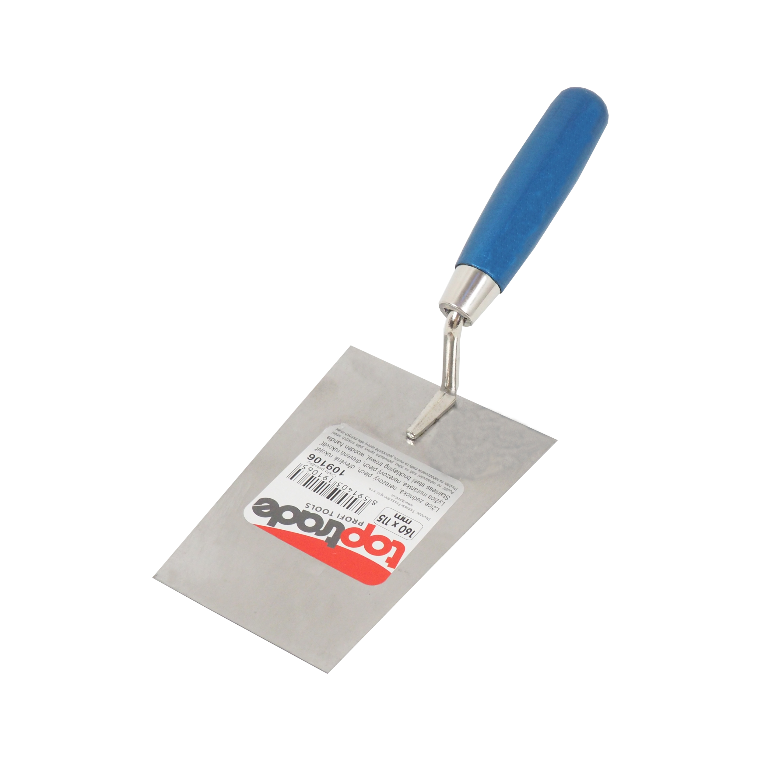 TOPTRADE zednická lžíce 160×115 mm – nerez, dřevěná rukojeť