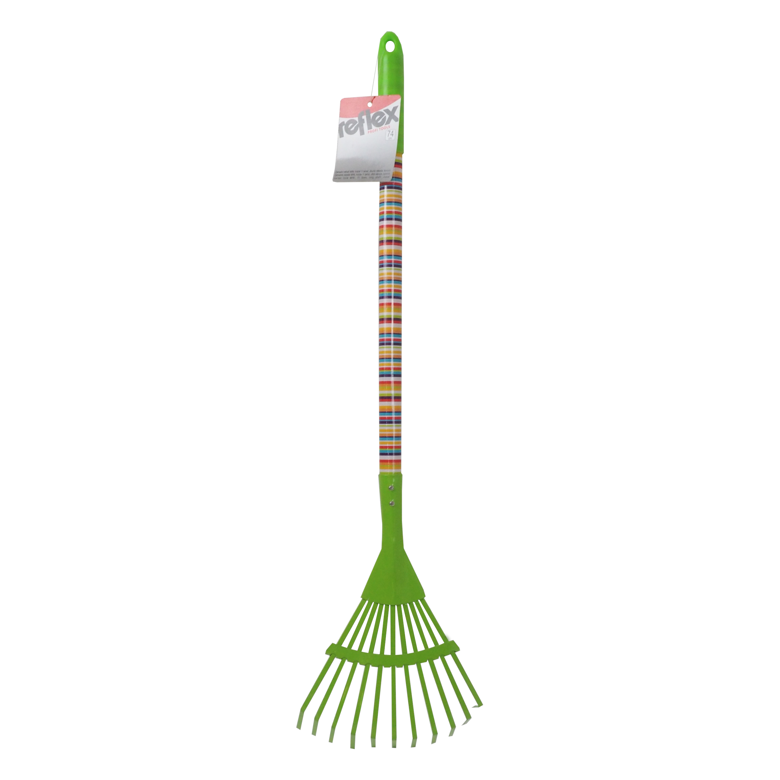 REFLEX dětské hrábě, kovové, 11 lamel, dlouhá násada 74 cm