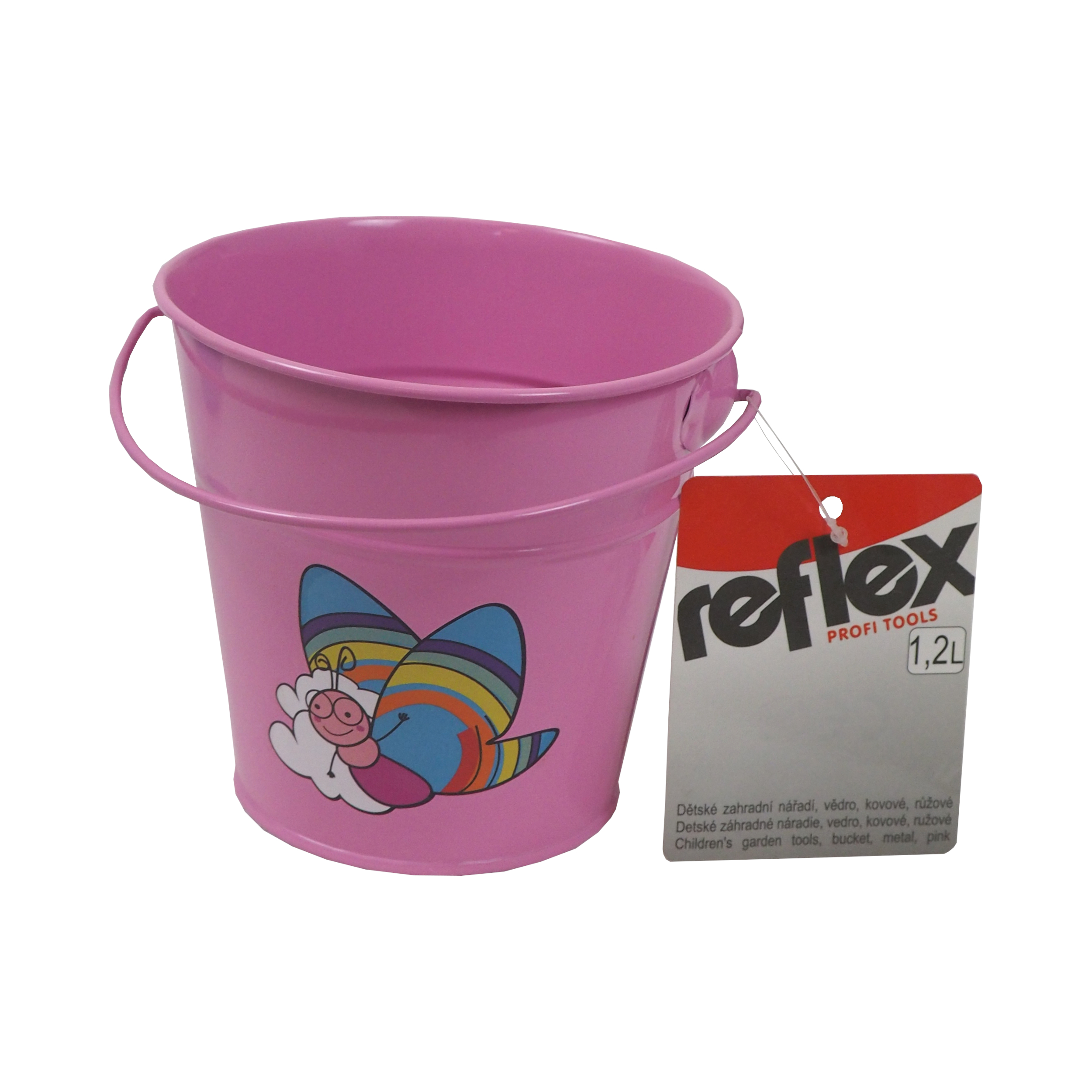 REFLEX dětské zahradní vědro, kovové, růžové, 1,2 l