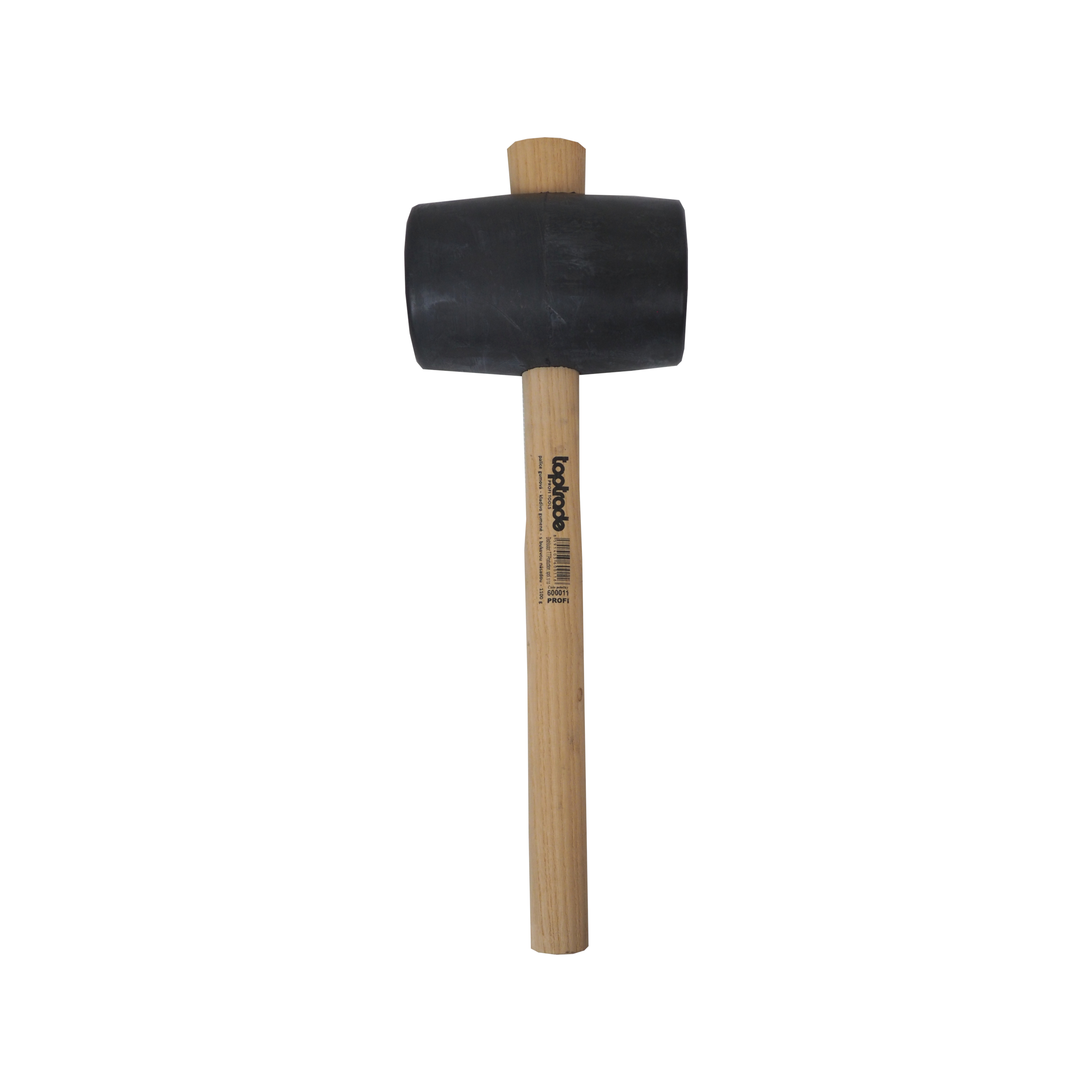 TOPTRADE gumová palice 1,1 kg, Ø 90 mm, černá, buková násada