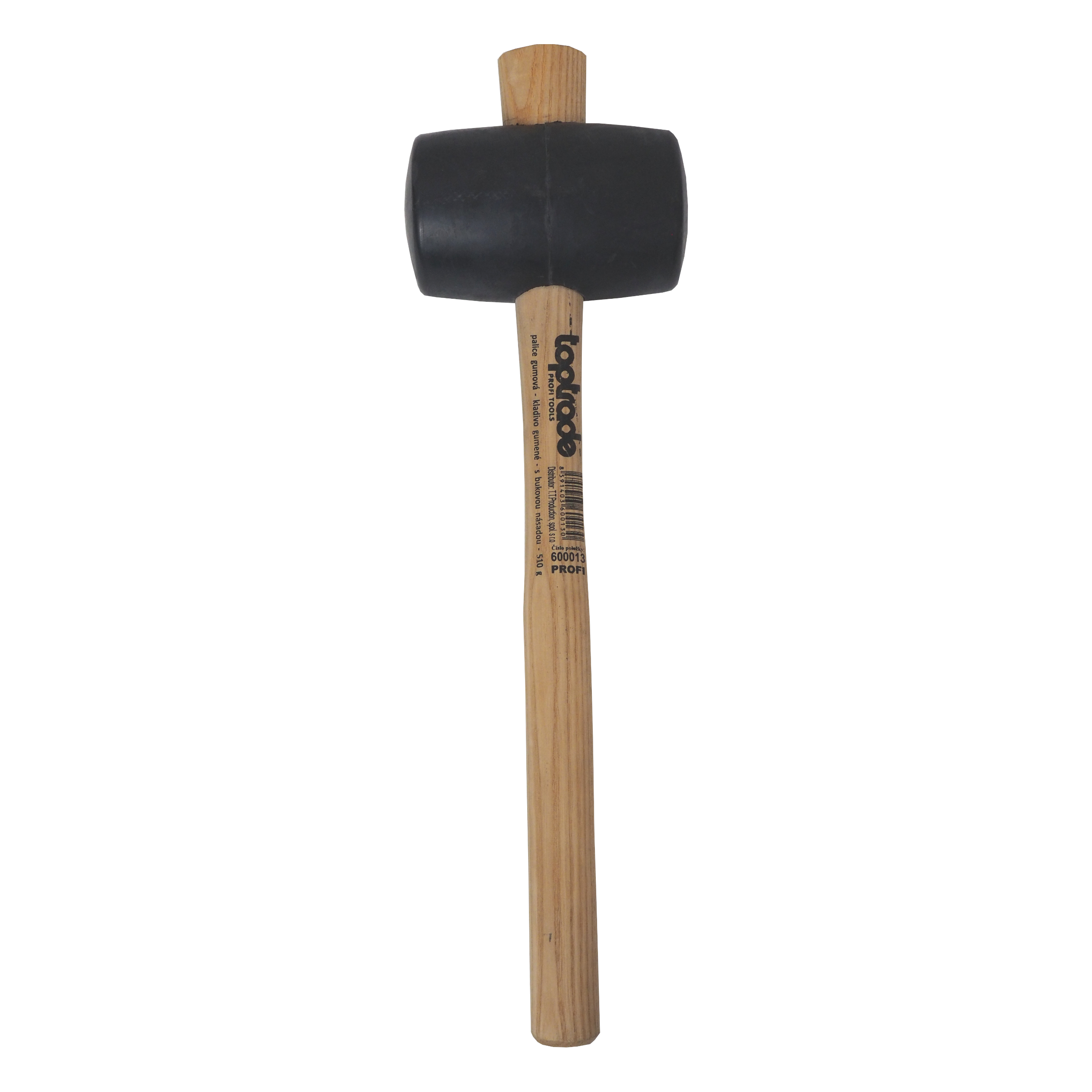TOPTRADE gumová palice 55 mm, 510 g – černá, buková násada