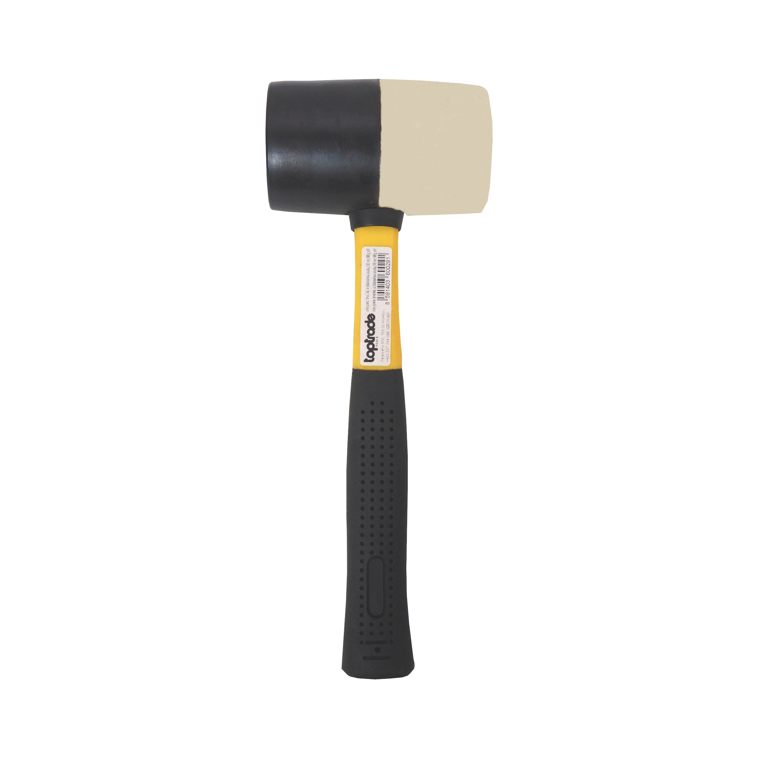 TOPTRADE gumová palice 680 g, Ø 65 mm, sklolaminátová násada, černá/bílá