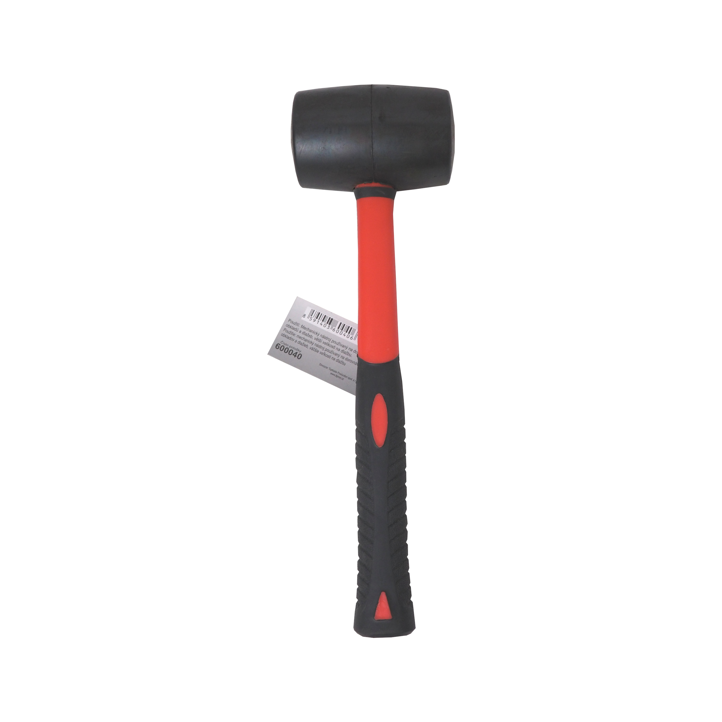 TOPTRADE gumová palice, černá, sklolaminátová násada, Ø 45 mm, 230 g