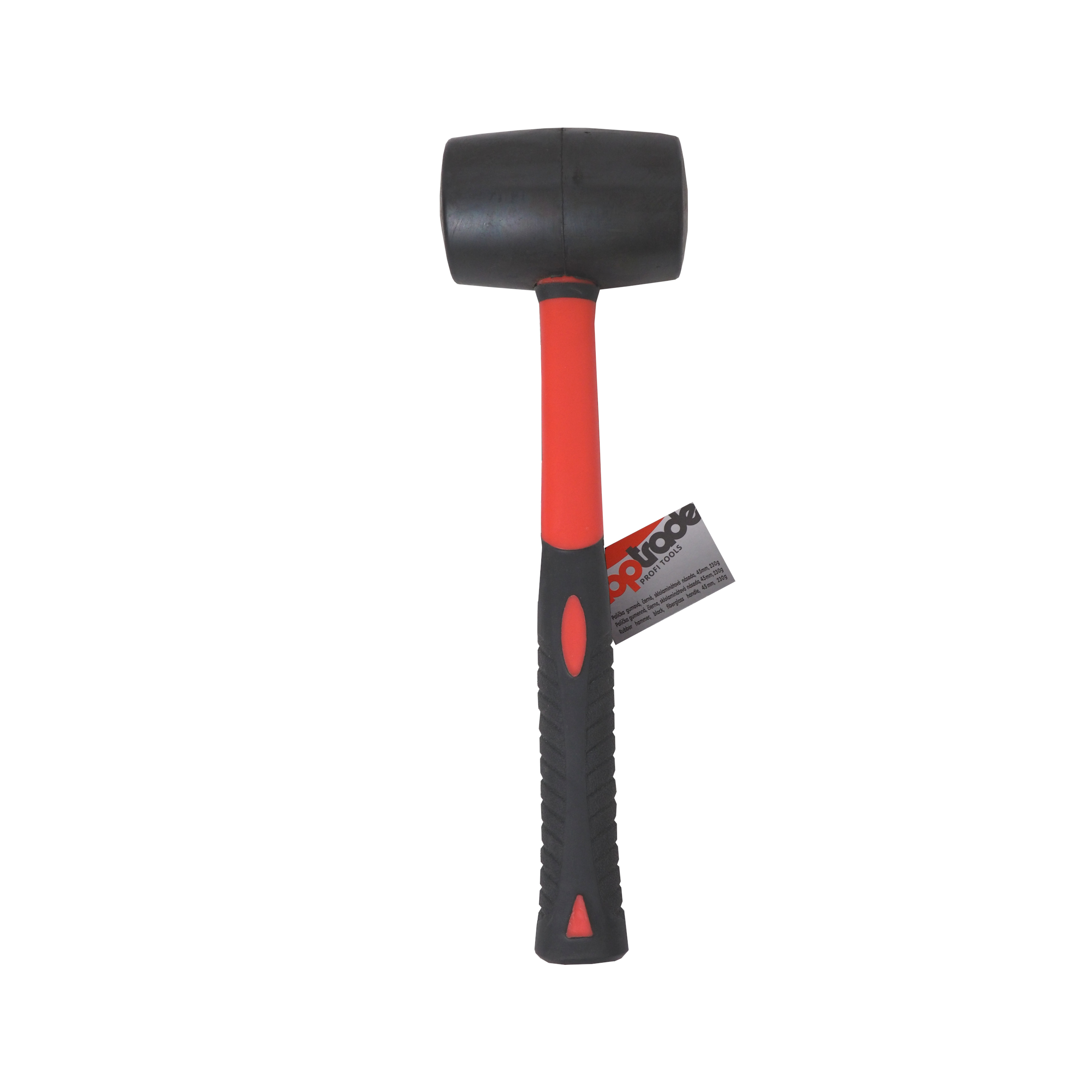 TOPTRADE gumová palice, černá, sklolaminátová násada, Ø 45 mm, 230 g