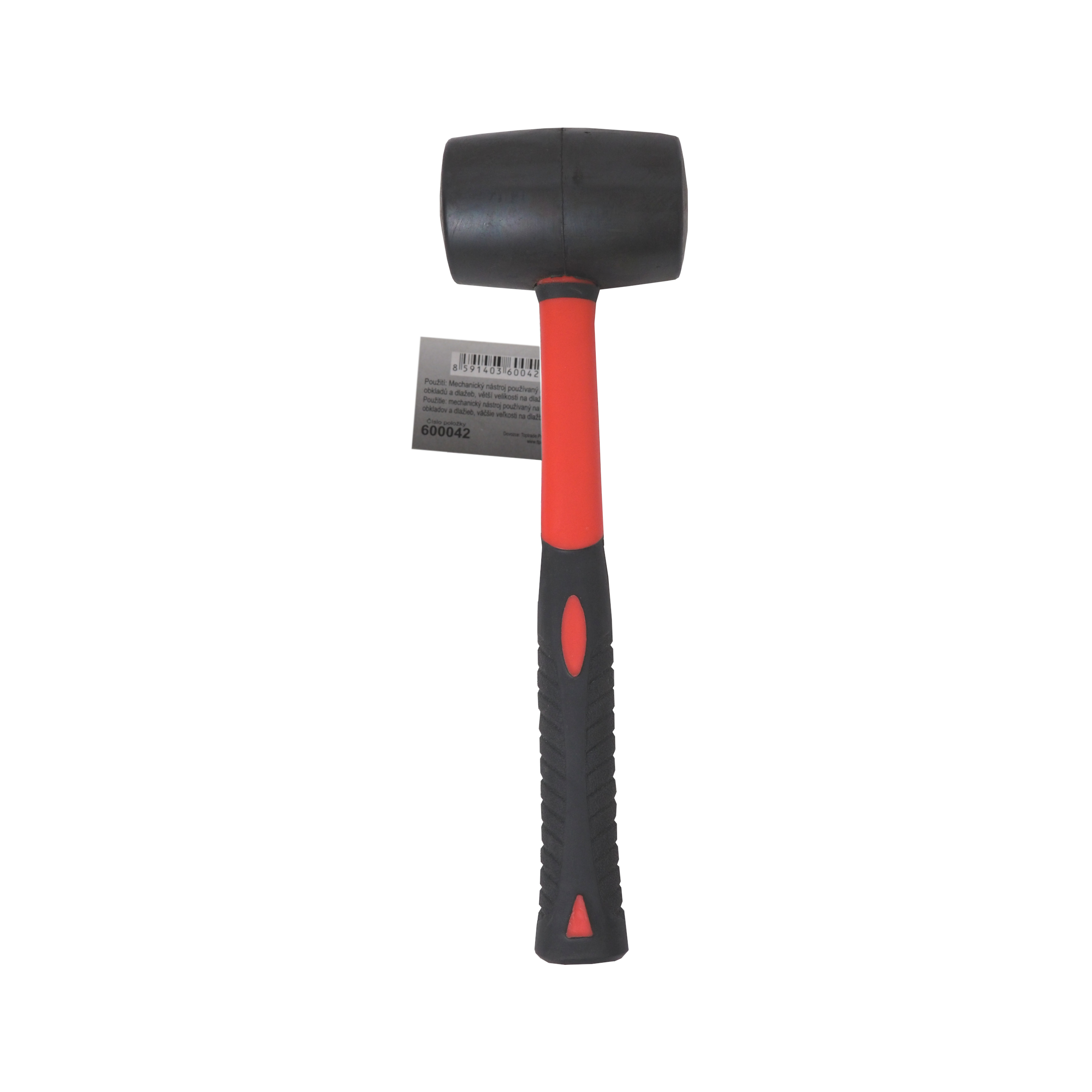 TOPTRADE gumová palice 500 g, Ø 50 mm, černá, sklolaminátová násada