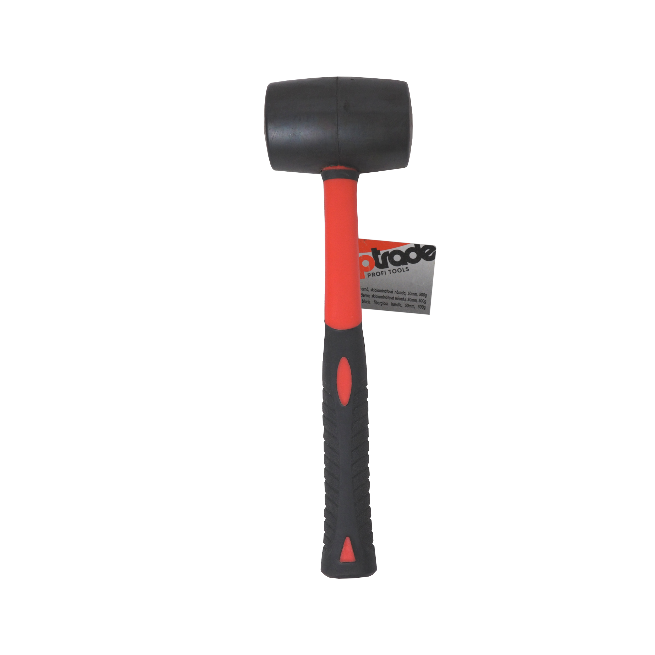 TOPTRADE gumová palice 500 g, Ø 50 mm, černá, sklolaminátová násada