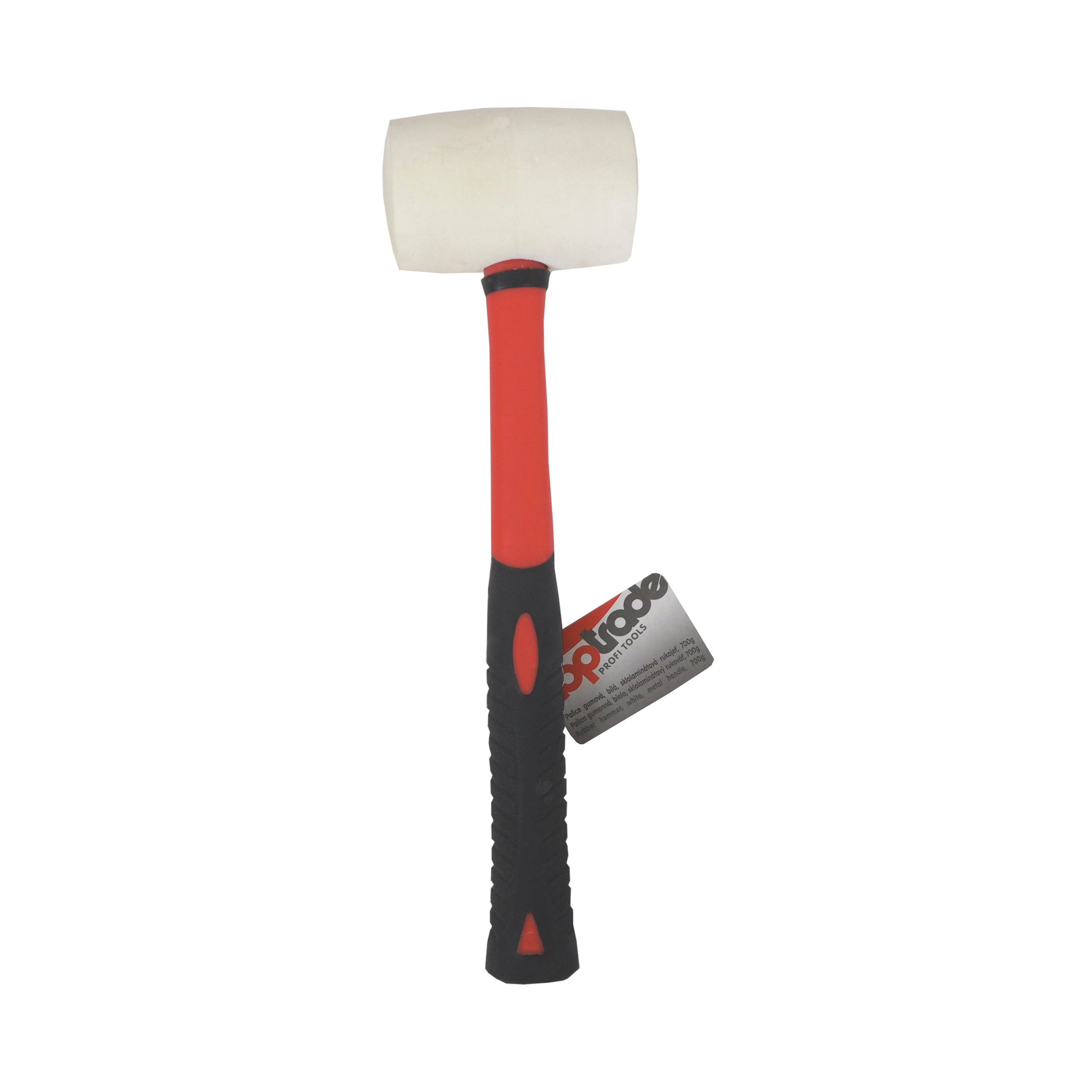TOPTRADE gumová palice, bílá, sklolaminátová násada, Ø 60 mm, 700 g