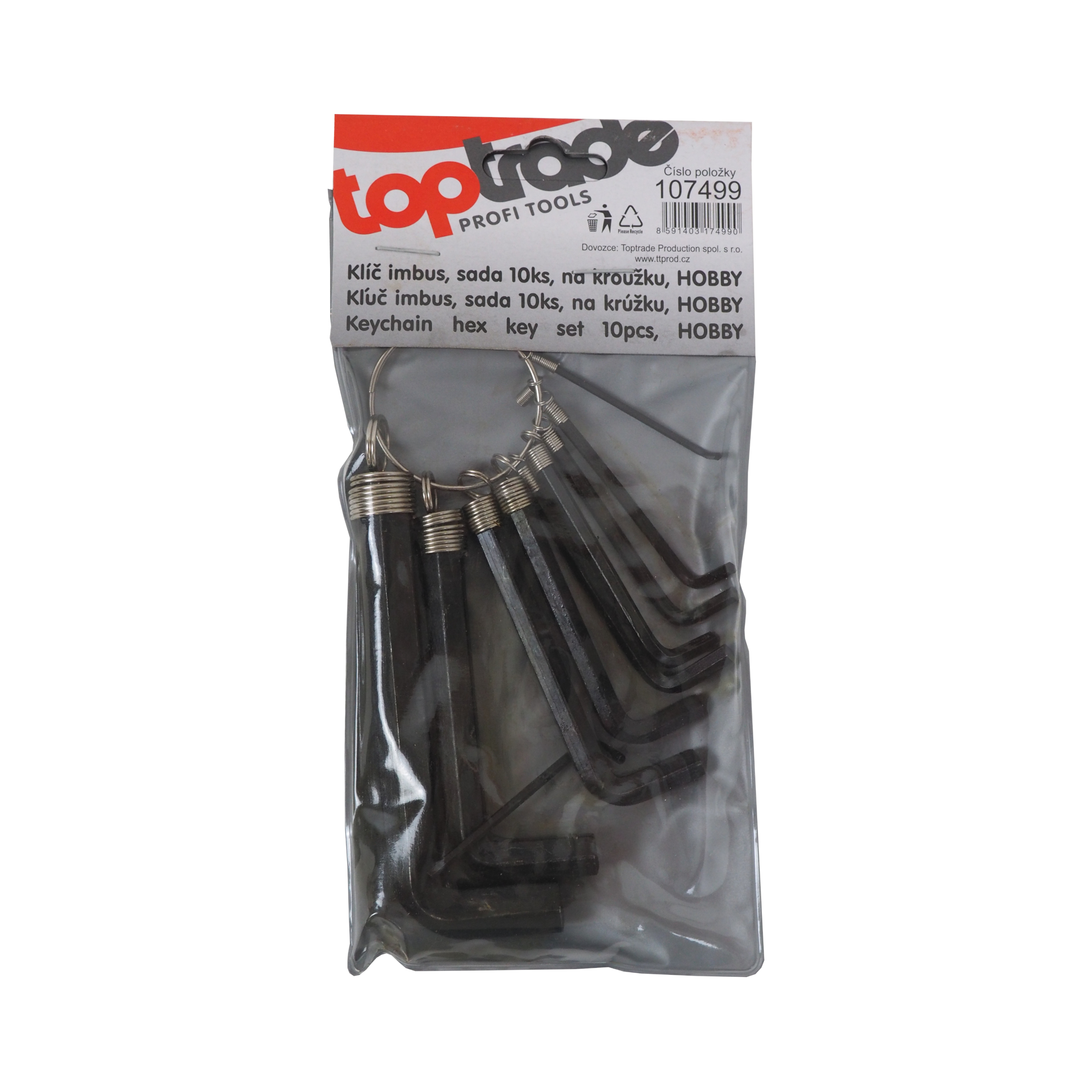 TOPTRADE sada inbus klíčů, 10 ks (1.5–10 mm)