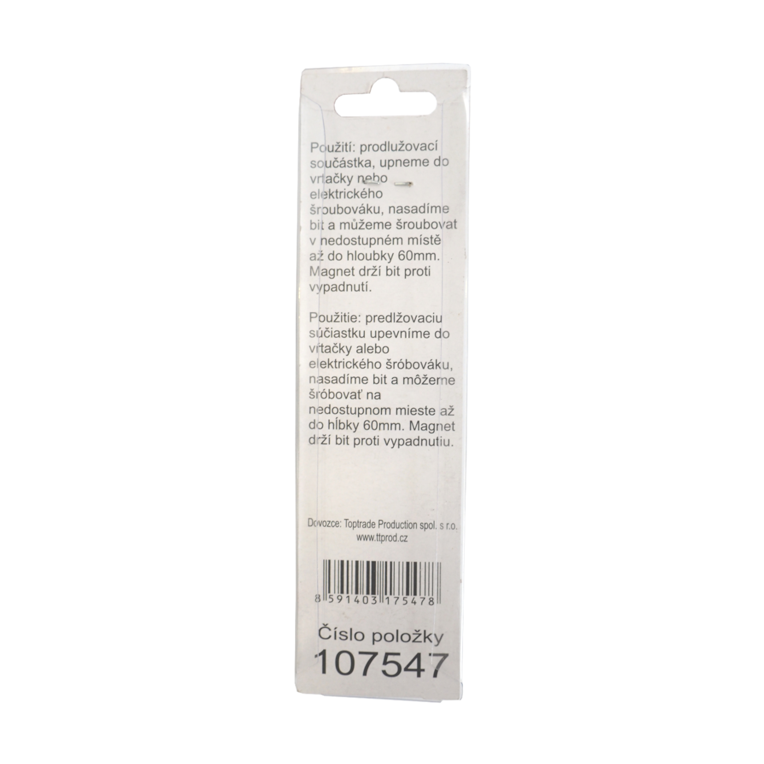 TOPTRADE držák bitu, prodloužený, magnetický – 80 mm