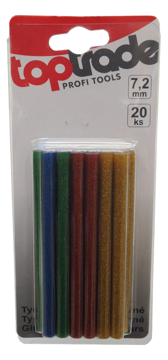 TOPTRADE tavné tyčinky s třpytkami, mix 4 barev, 7,5 × 100 mm, 20 ks