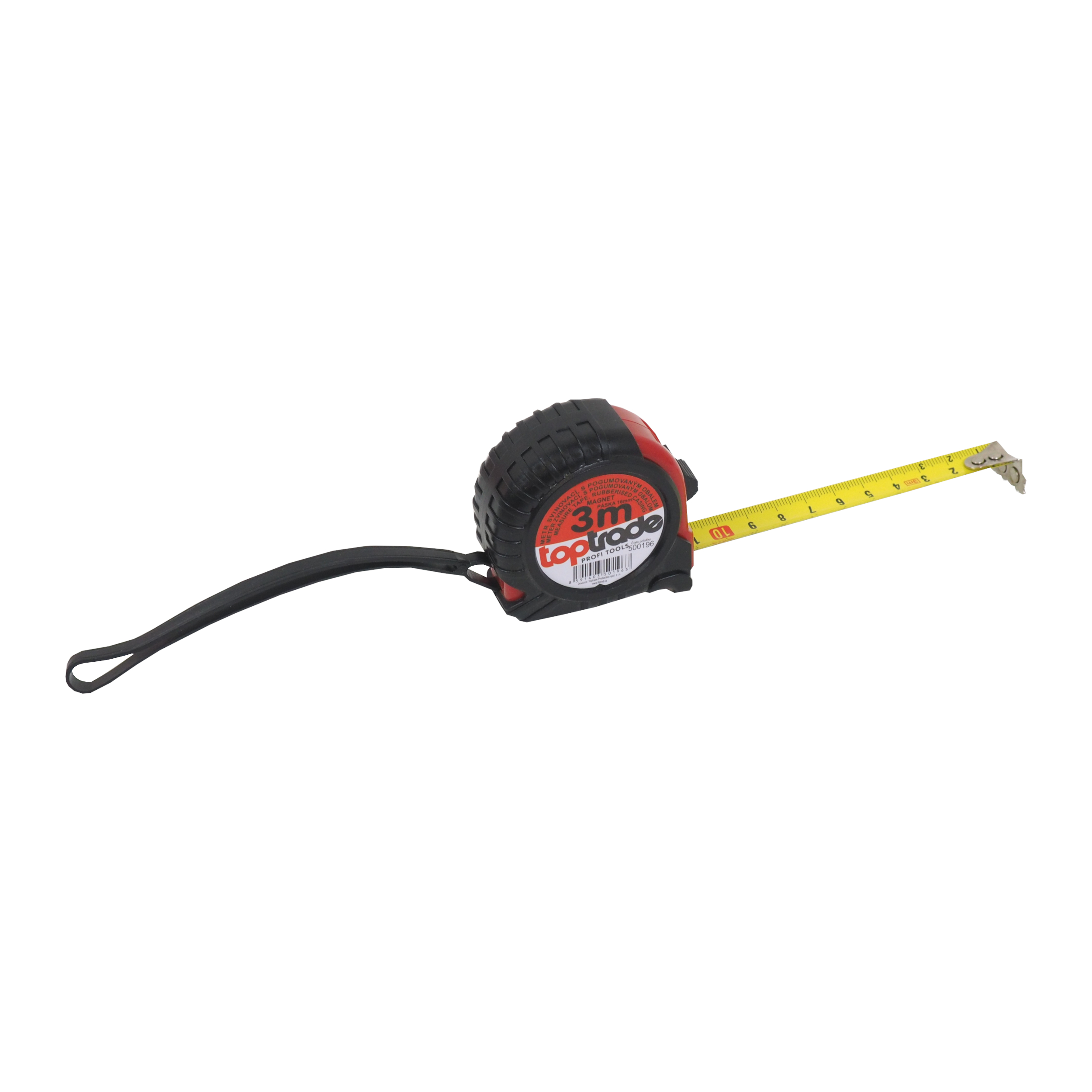 TOPTRADE svinovací metr 3 m × 16 mm, pogumovaný, magnet