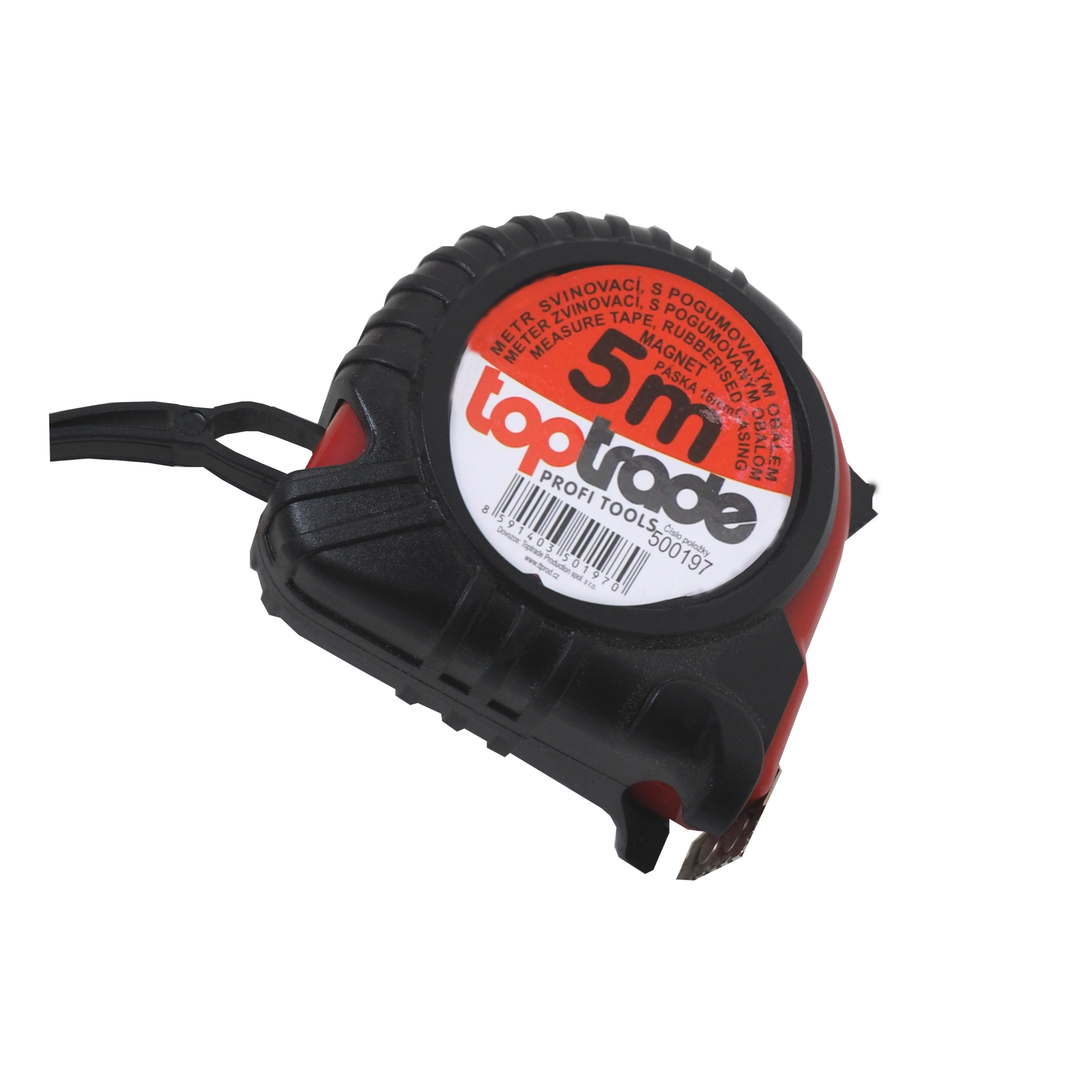 TOPTRADE metr svinovací 5 m × 19 mm, magnet, pogumovaný obal