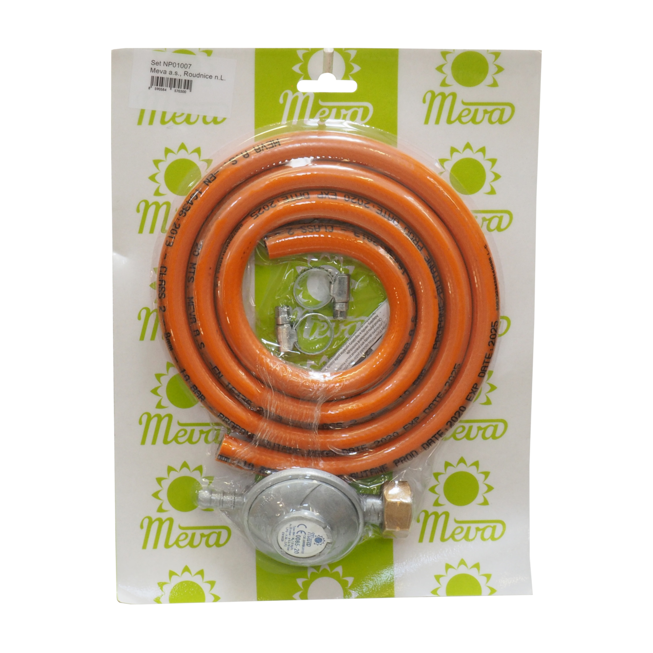 Regulátor na PB 30 mbar – sada (ventil, hadice 1,5 m, 2 spony)