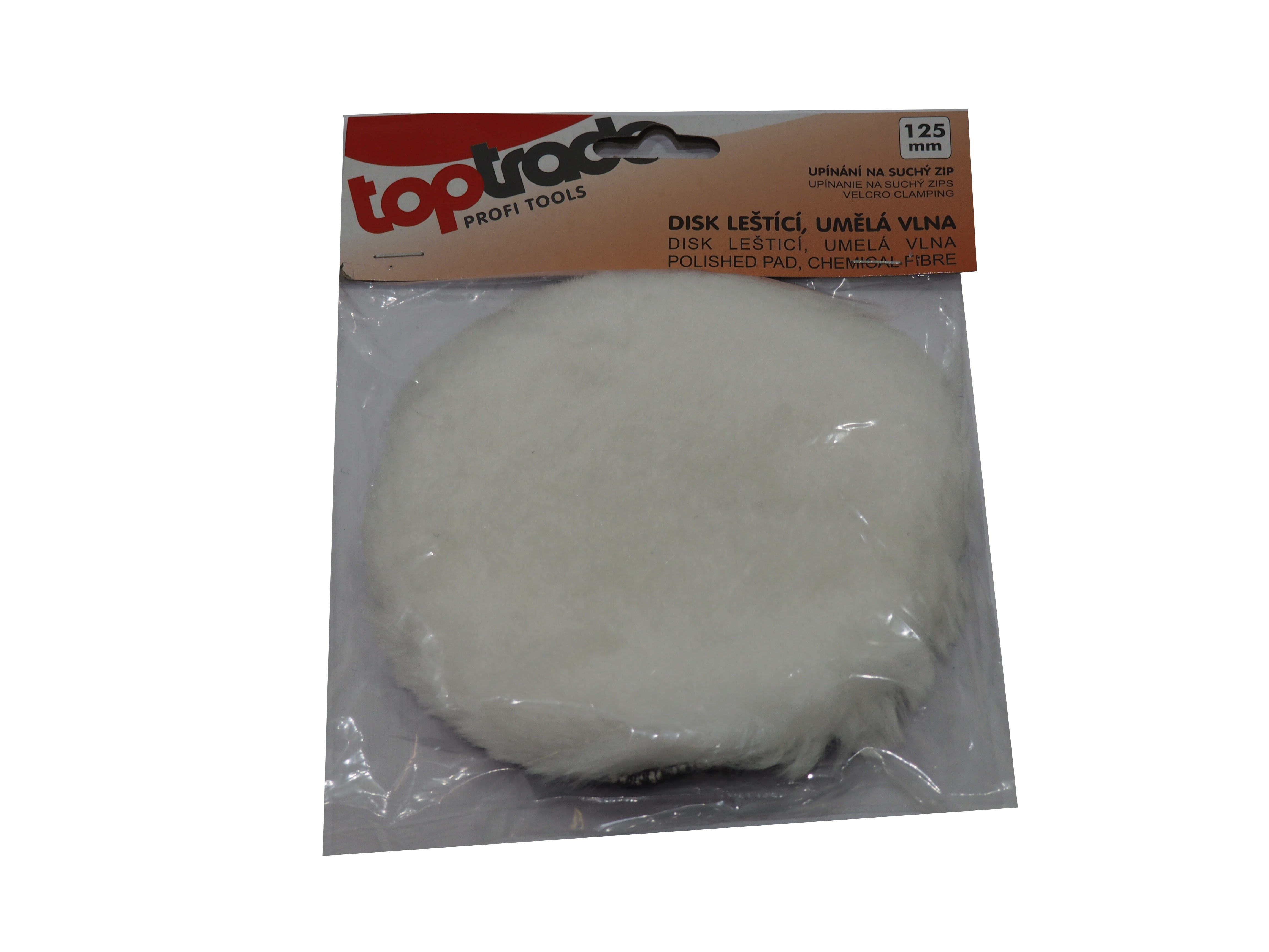 TOPTRADE lešticí disk Ø 125 mm, suchý zip, umělé vlákno