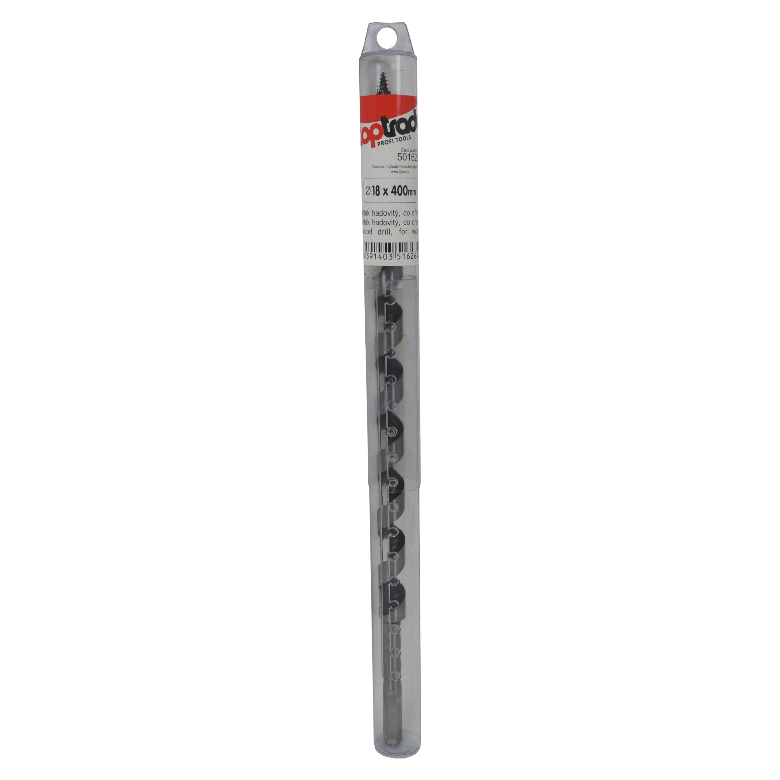 TOPTRADE hadovitý vrták do dřeva Ø 18 × 400 mm, šestihranná stopka