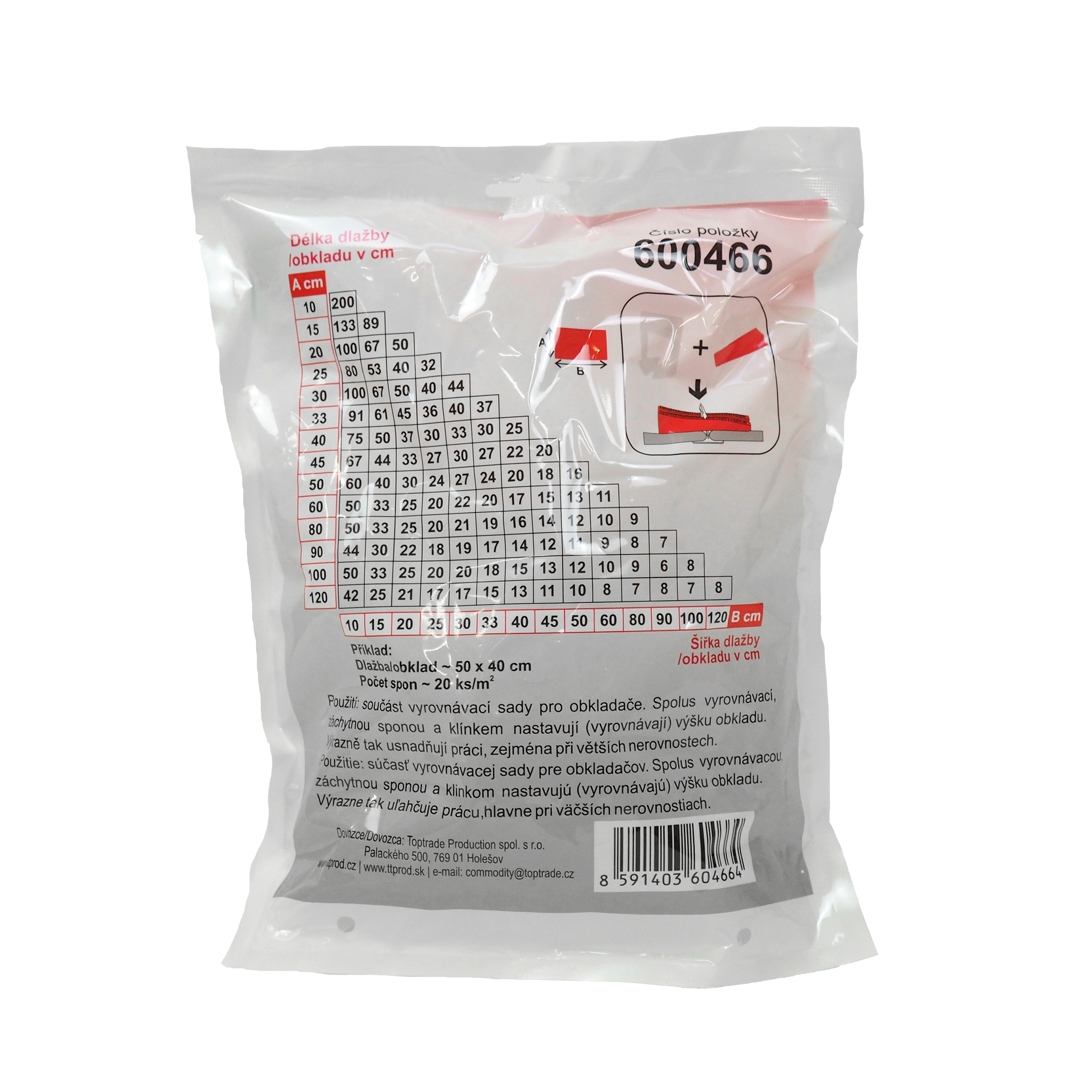 TOPTRADE spona vyrovnávací, záchytná, tl. 3 mm, vyrovnávací výška 3 - 12 mm / 100 ks