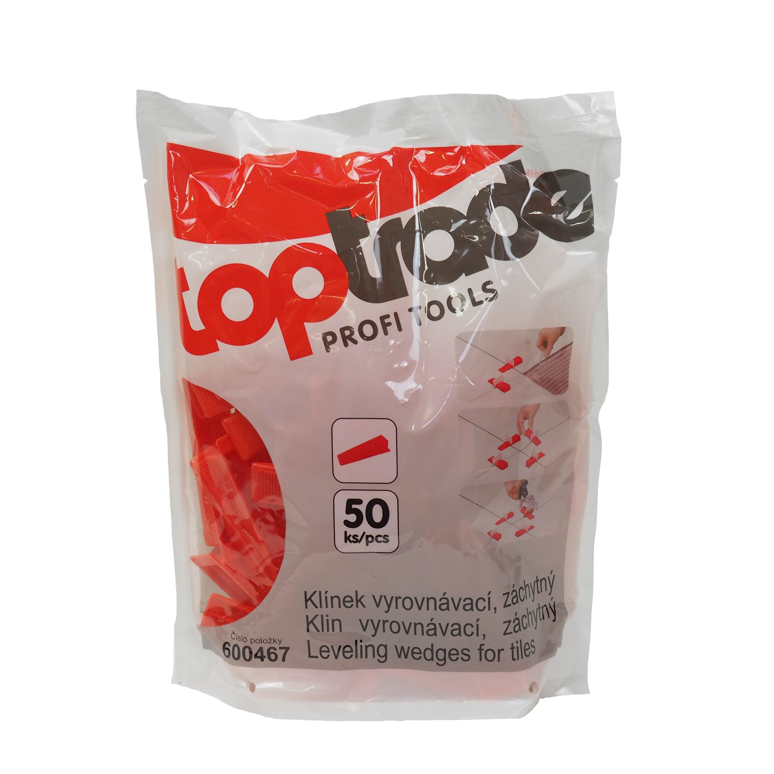 TOPTRADE klínek vyrovnávací, záchytný, na obklady a dlažbu / 50 ks