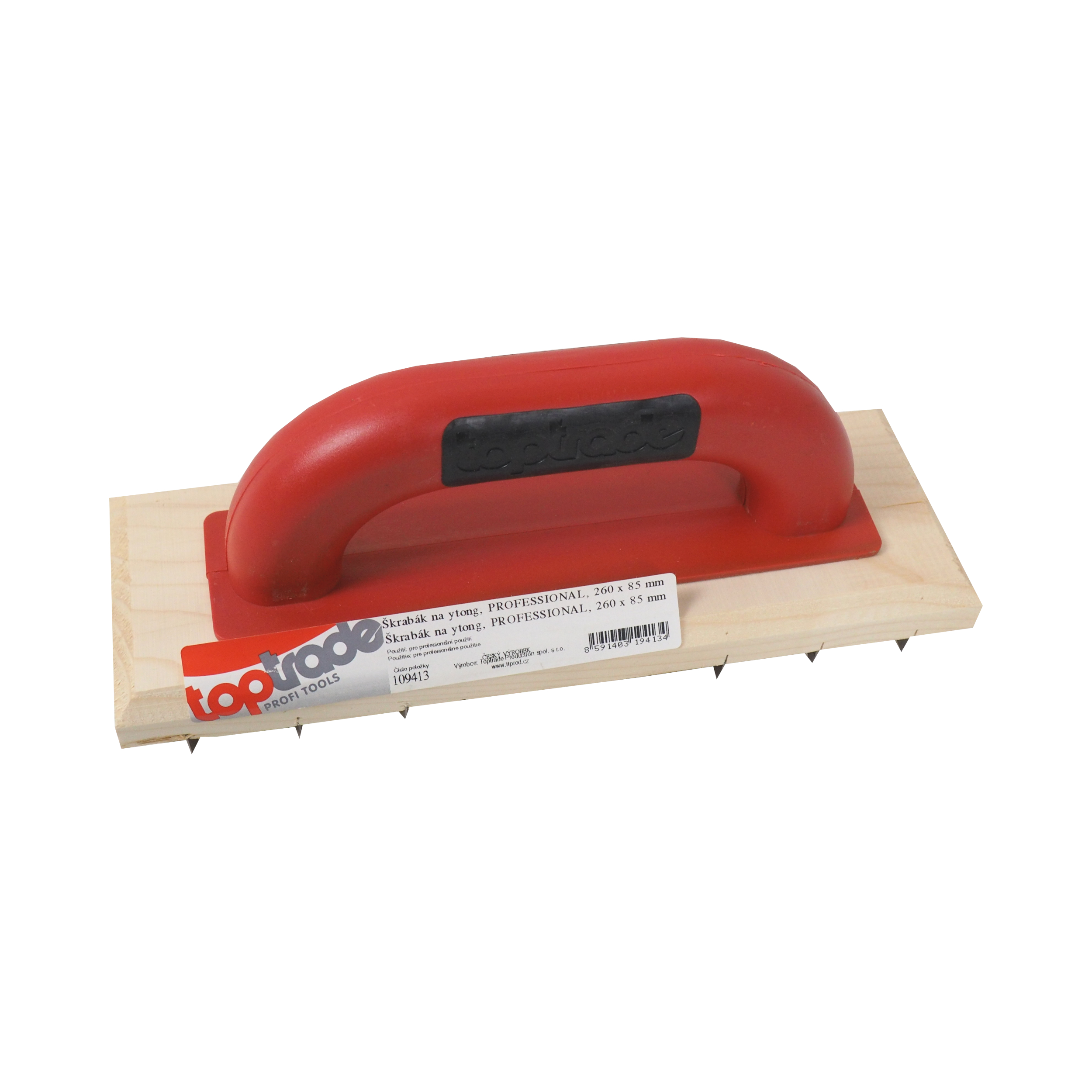 TOPTRADE škrabák malý, dřevěný, na ytong, PROFESSIONAL, 260 x 90 mm