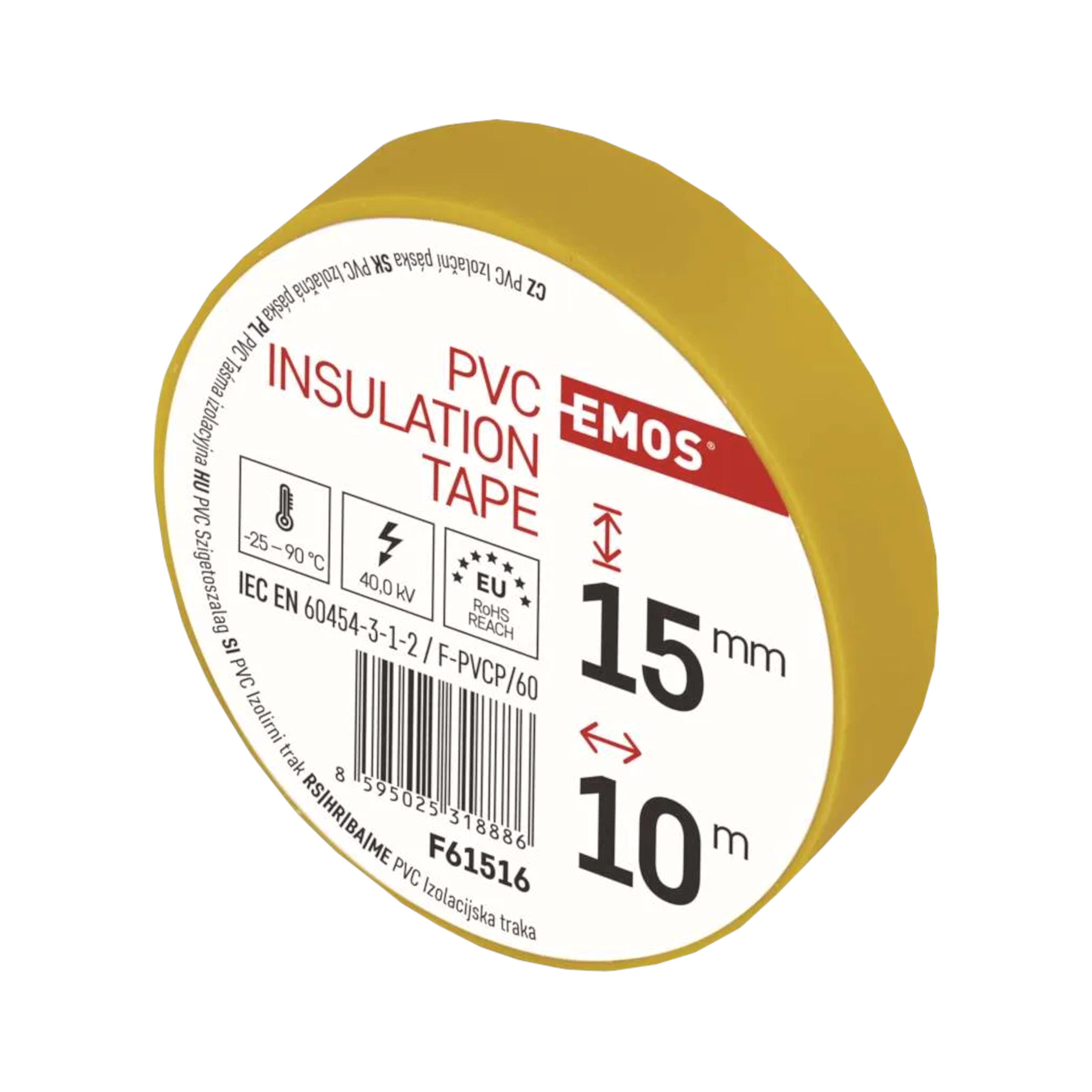 Elektroizolační PVC páska žlutá 15 mm × 10 m