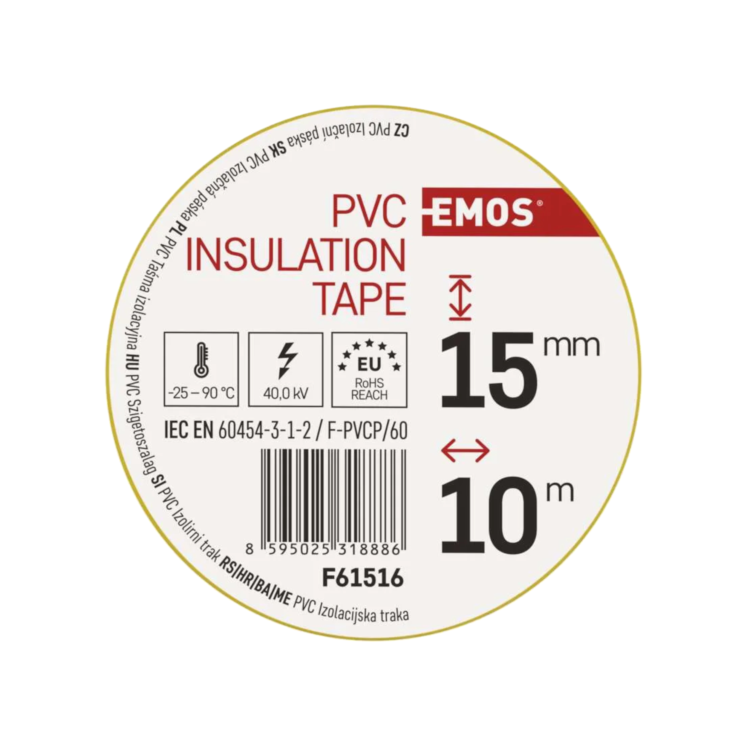 Elektroizolační PVC páska žlutá 15 mm × 10 m