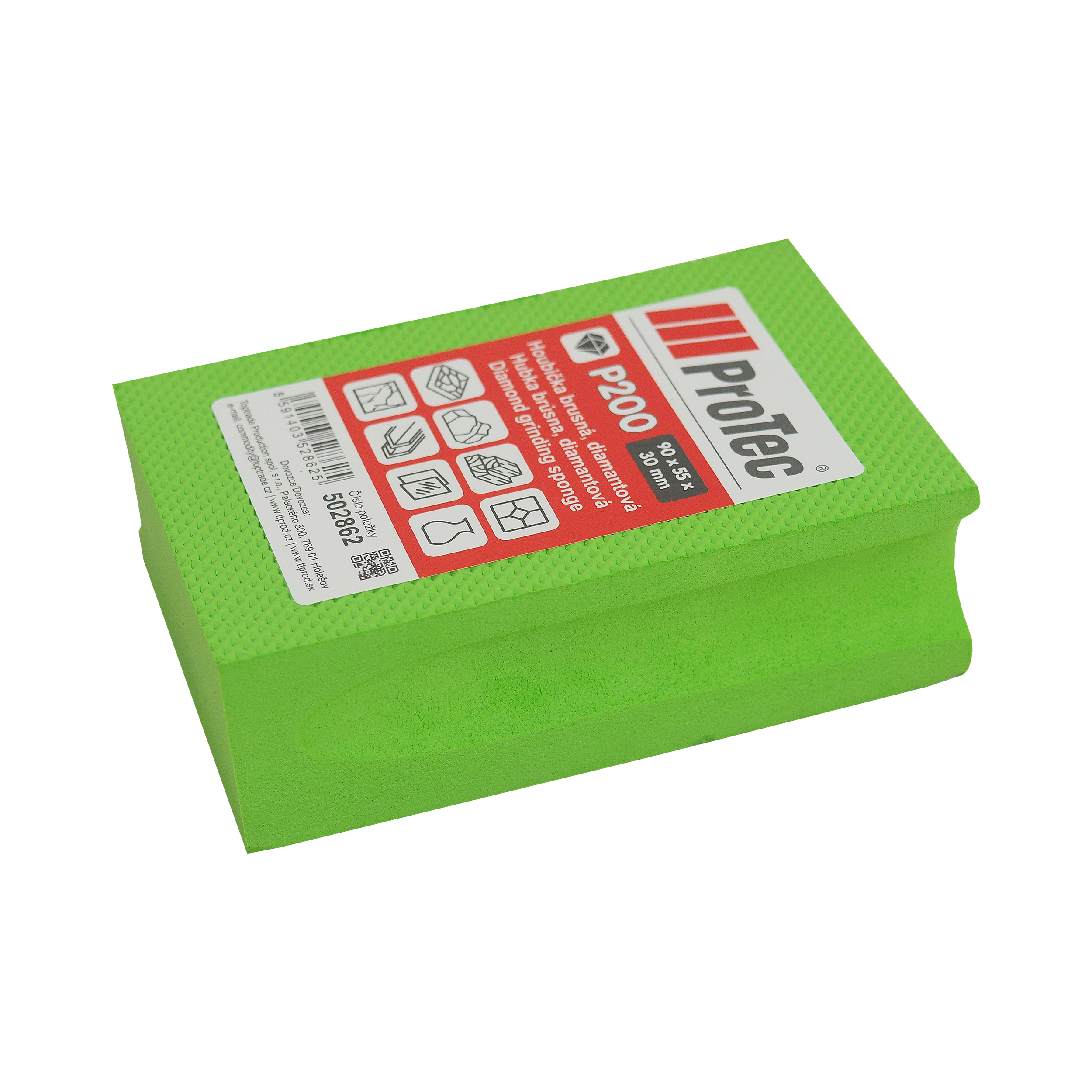 ProTec houbička brusná, diamantová, zrnitost 200, 90 x 55 x 30 mm
