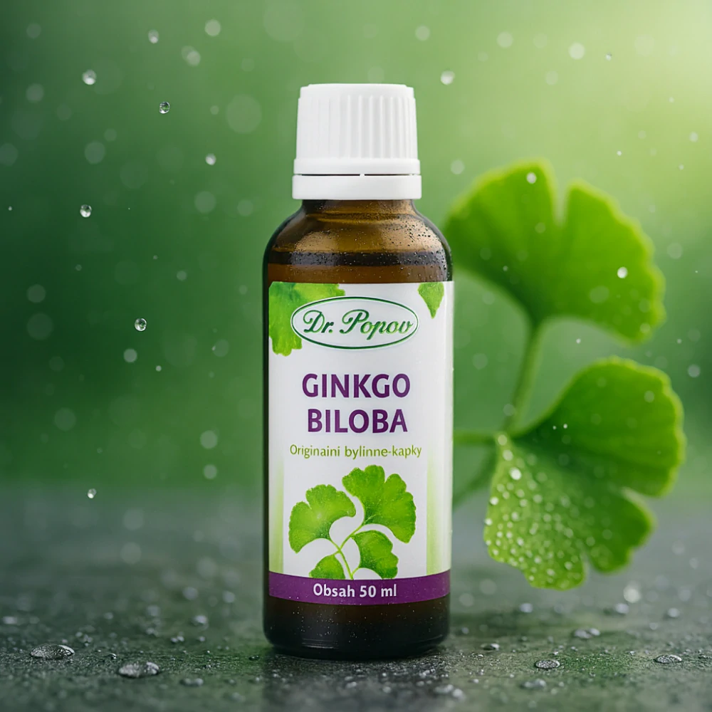 Ginkgo biloba, originální bylinné kapky, 50 ml Dr. Popov