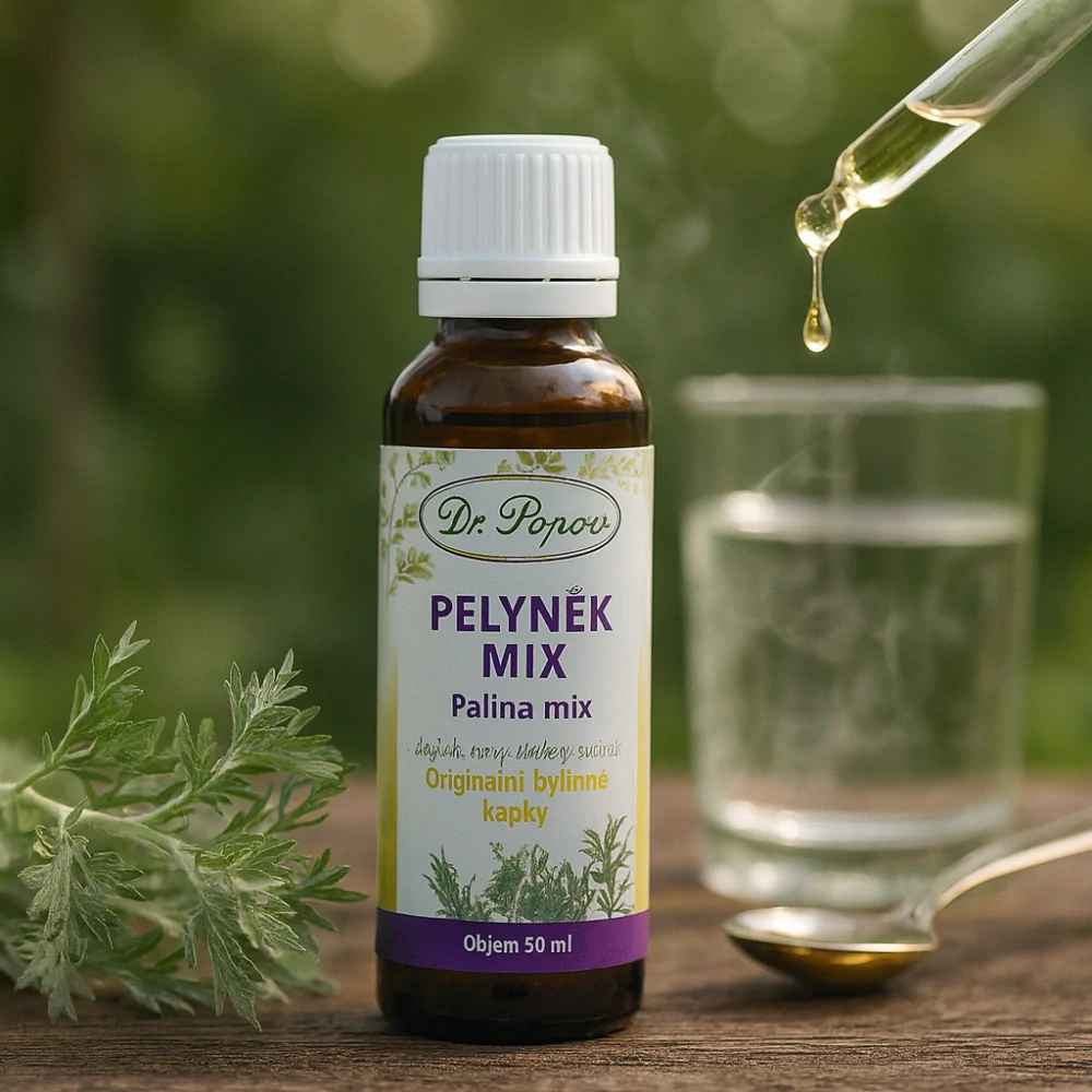 Pelyněk mix, originální bylinné kapky, 50 ml Dr. Popov