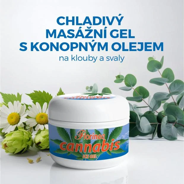 Florinea Cannabis Ice Gel 200 ml – chladivý masážní gel s konopným olejem.